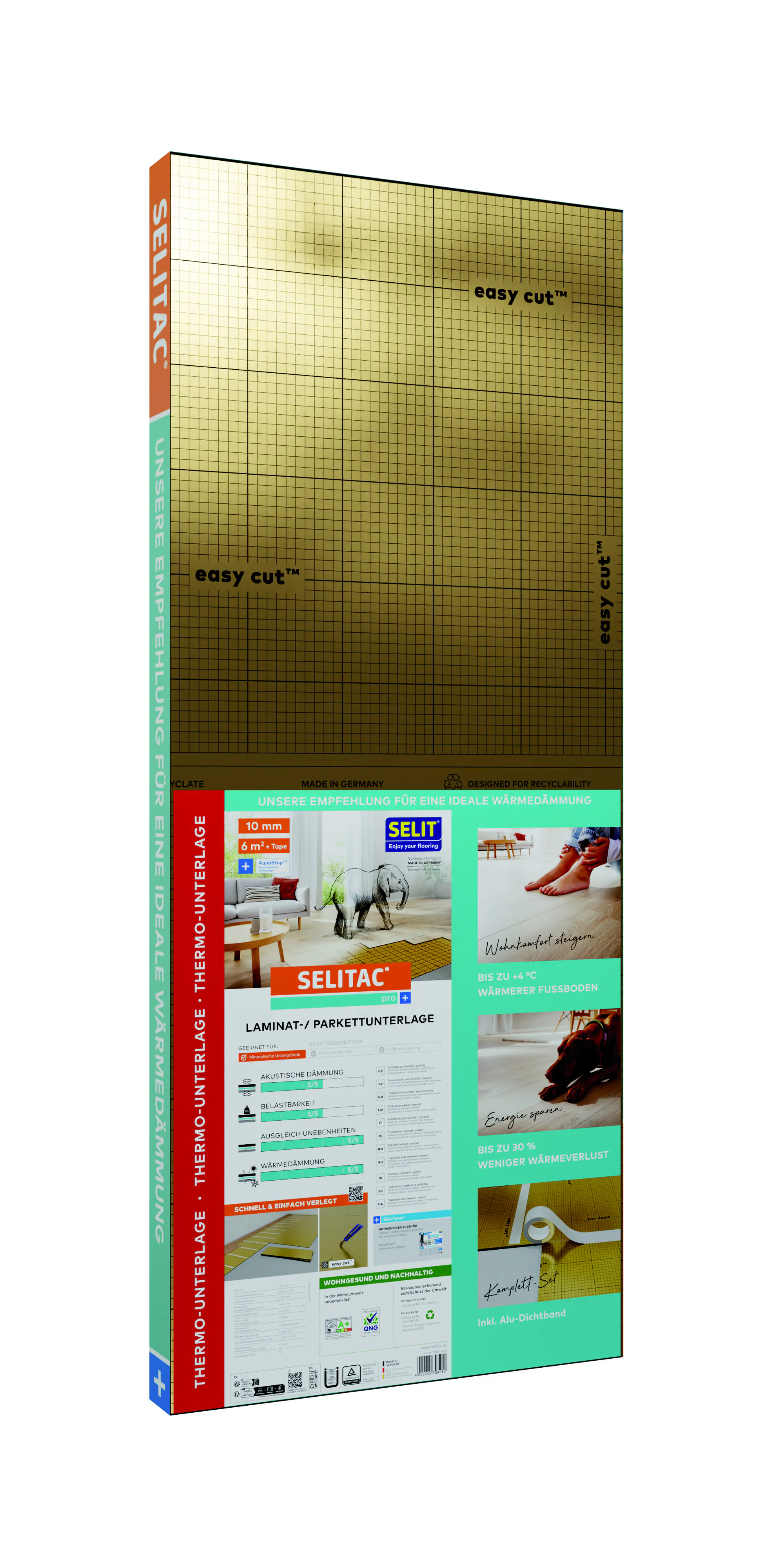 Selitac Parkett- und Laminatunterlage pro+ 10 mm 6 m² inkl. Tape