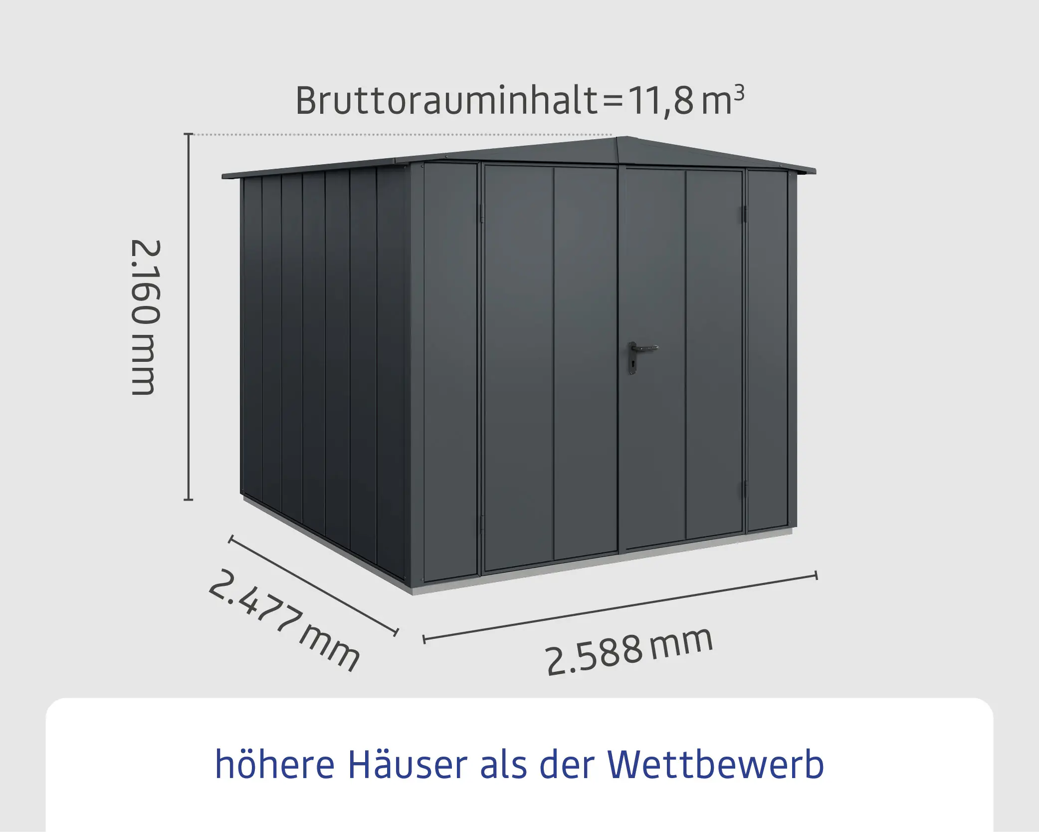 EcoStar Gerätehaus Elegant-S Typ 2 258,8 x 247,7 x 216 cm anthrazitgrau