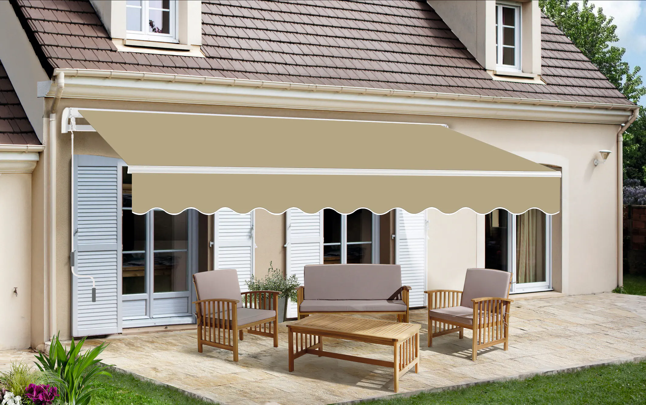 Trendline Gelenkarm-Markise 2,95 x 2,5 m beige