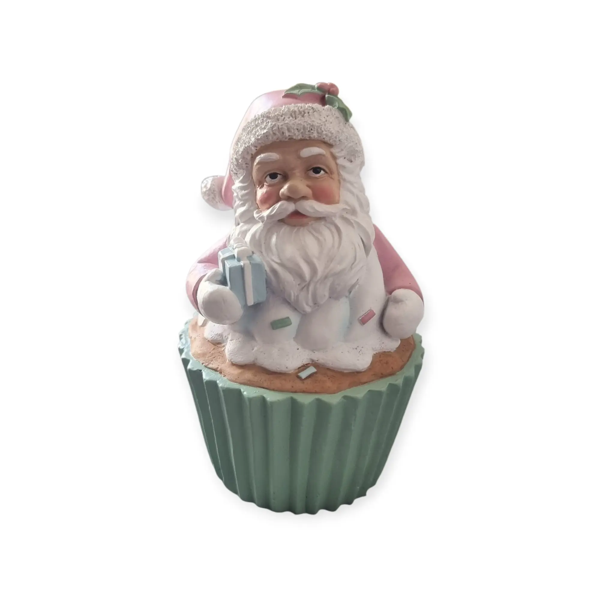Dekofigur Cupcake Weihnachtsmann 14,5 x 9 x 9 cm bunt