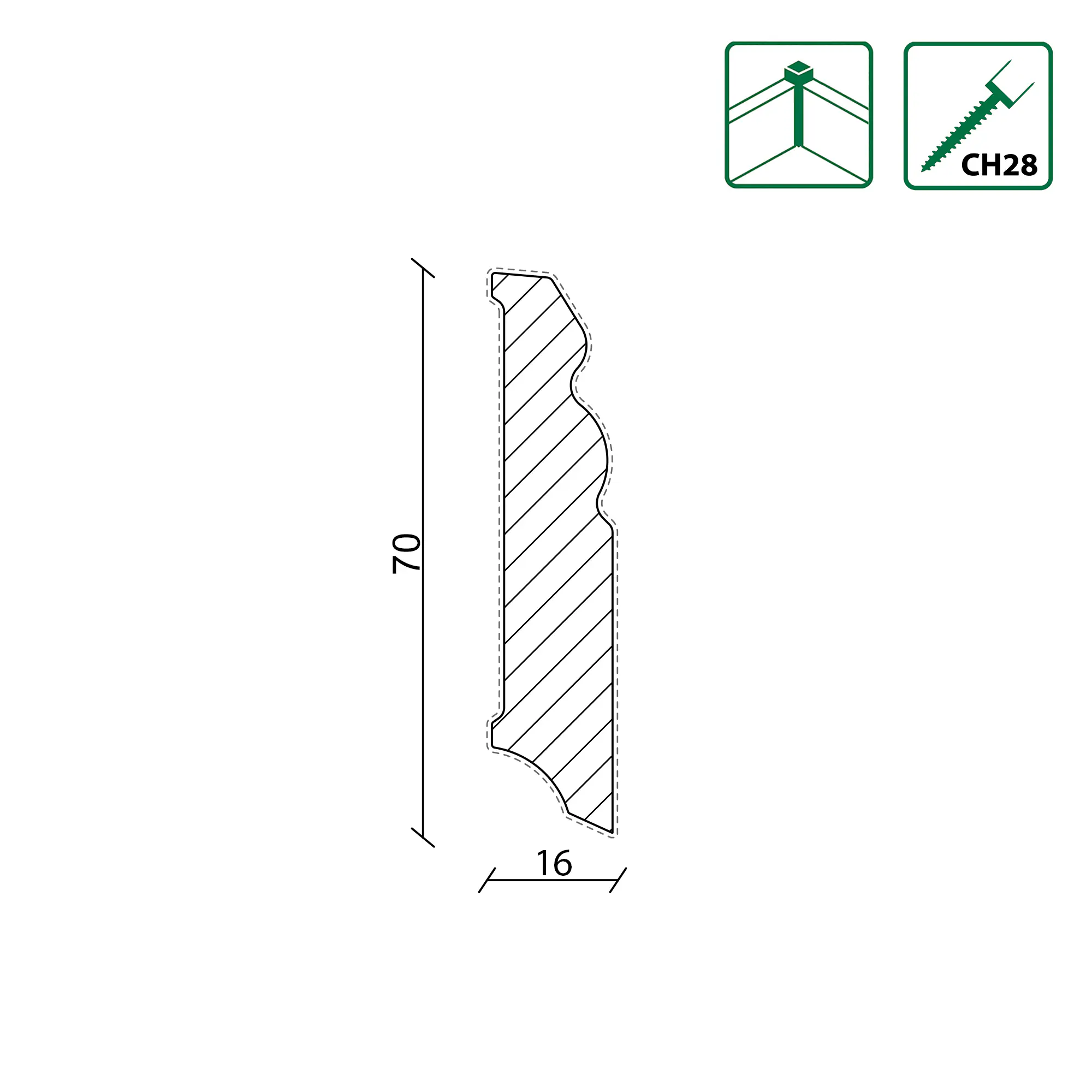 Neuhofer Fußleiste L0137OC 240 cm x 70 x 16 mm weiß