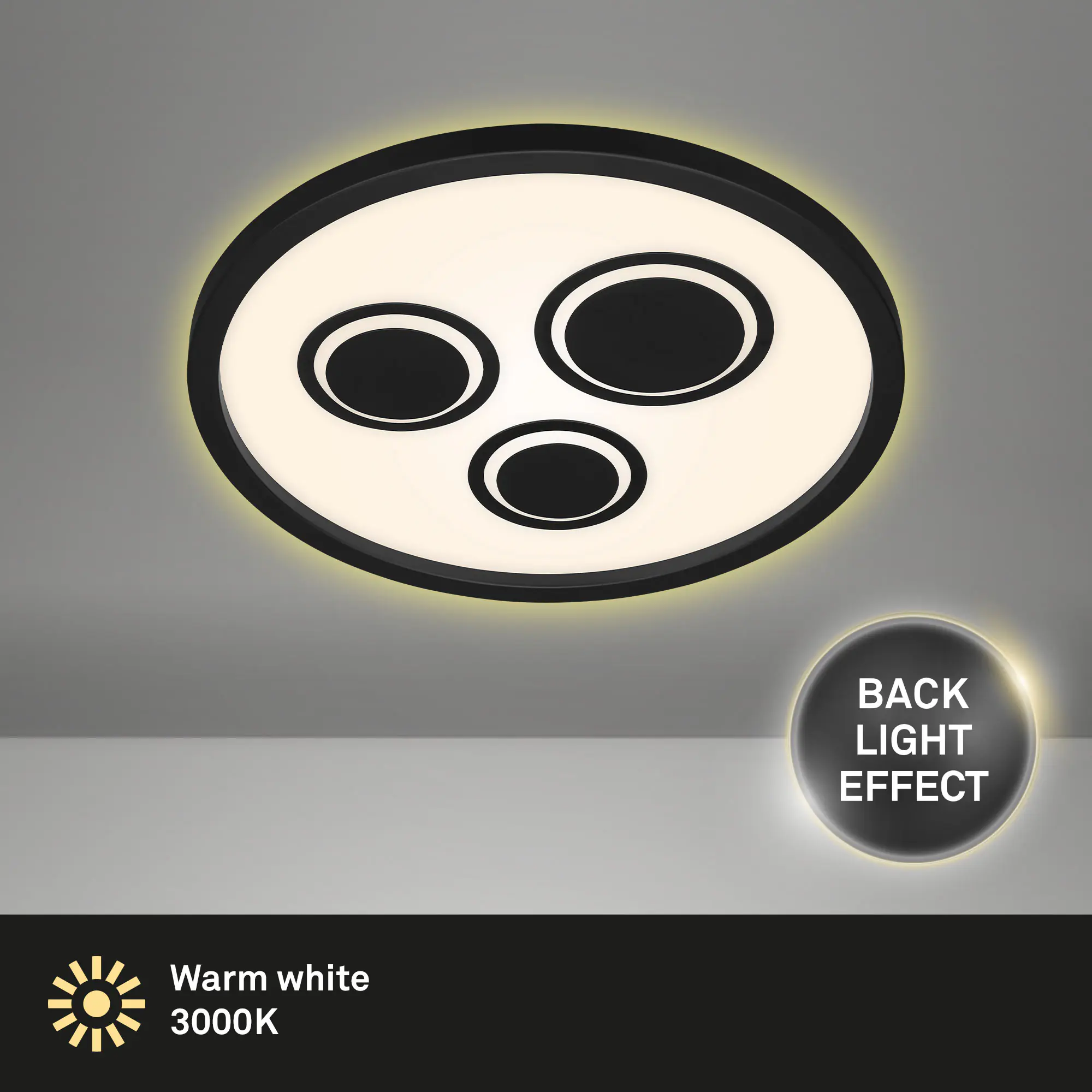 Briloner LED Panel Pac schwarz-weiß Ø 42,3 cm mit Backlight warmweiß