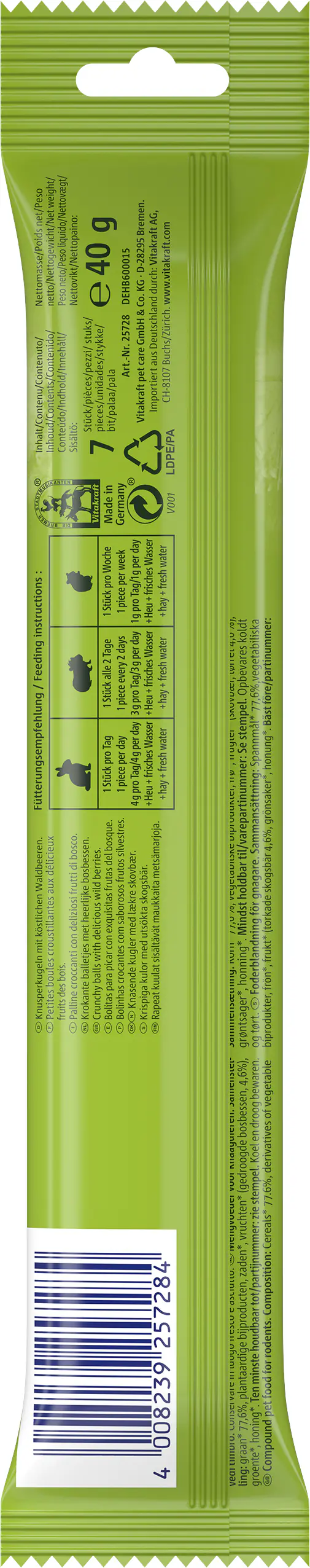 Vitakraft Rollinis® Nagersnack Waldbeere 7 Stück