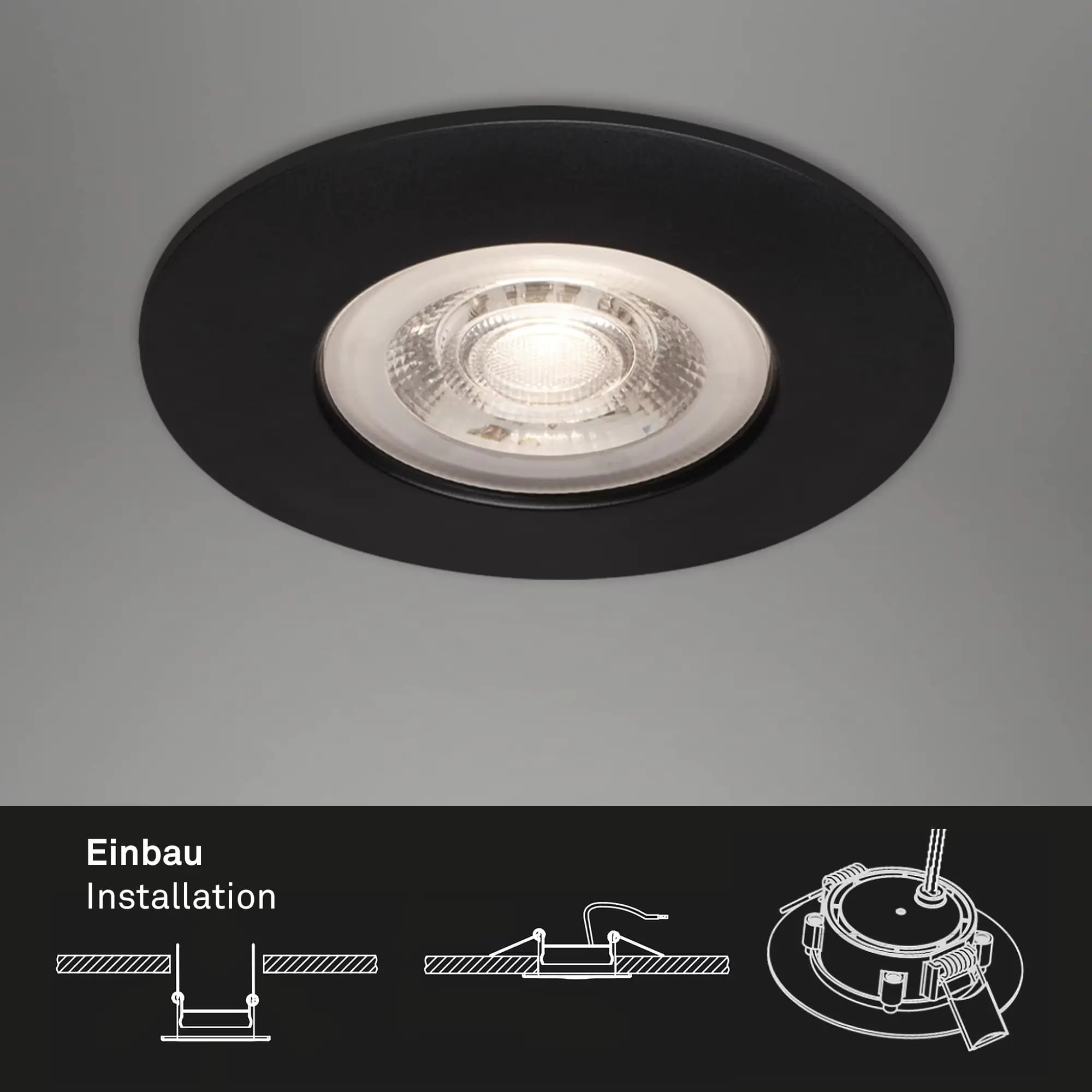 Di-Ka LED Einbauleuchte Kulana 3er Set schwarz-matt Ø 9 cm 4,9W, warmweiß Di-Ka LED Einbauleuchte Kulana 3er Set schwarz-matt Ø 9 cm 4,9W, warmweiß