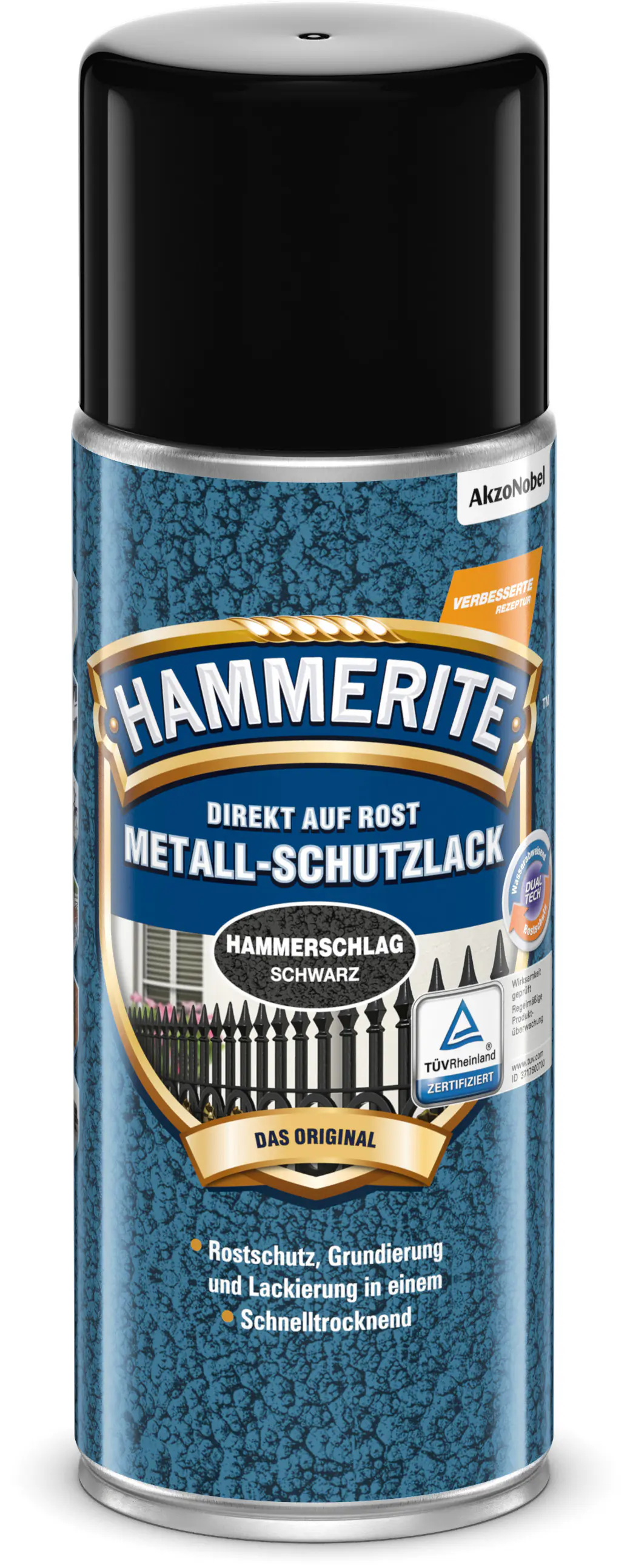 Hammerite Metall-Schutzlack Spray Hammerschlag 400 ml schwarz