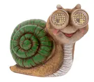 LED Dekofigur Solar Schnecke Rolling Eyes 21–26 cm warmweiß beige-grün