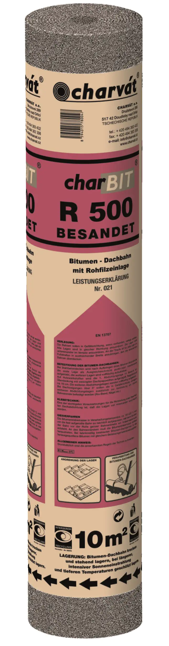 Bitumenbahn R 500 besandet 10 x 1 m = 10 m² schwarz