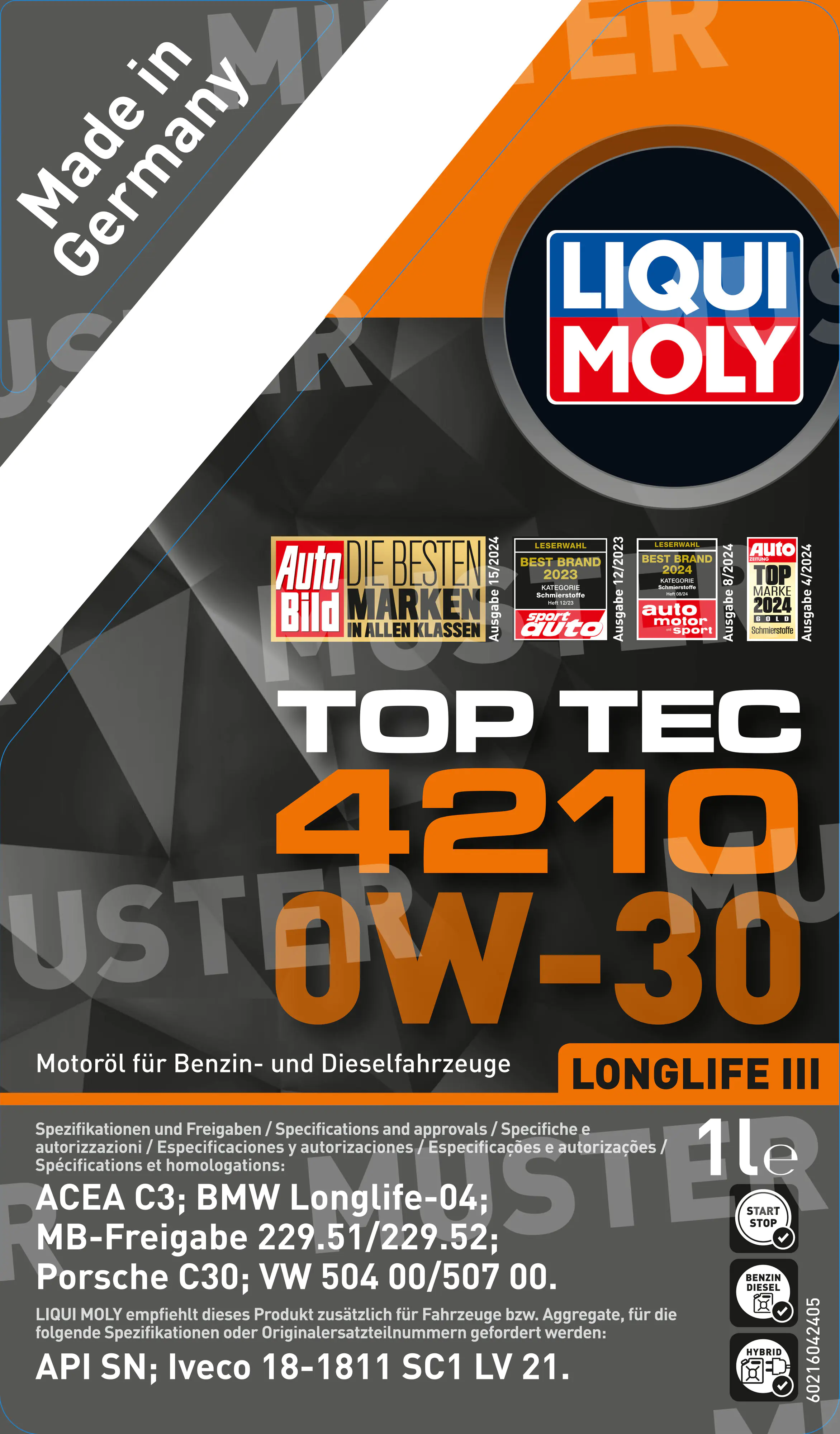 Liqui Moly Motoröl Top Tec 4210 0W-30 1 L Liqui Moly Motoröl Top Tec 4210 0W-30 1 L