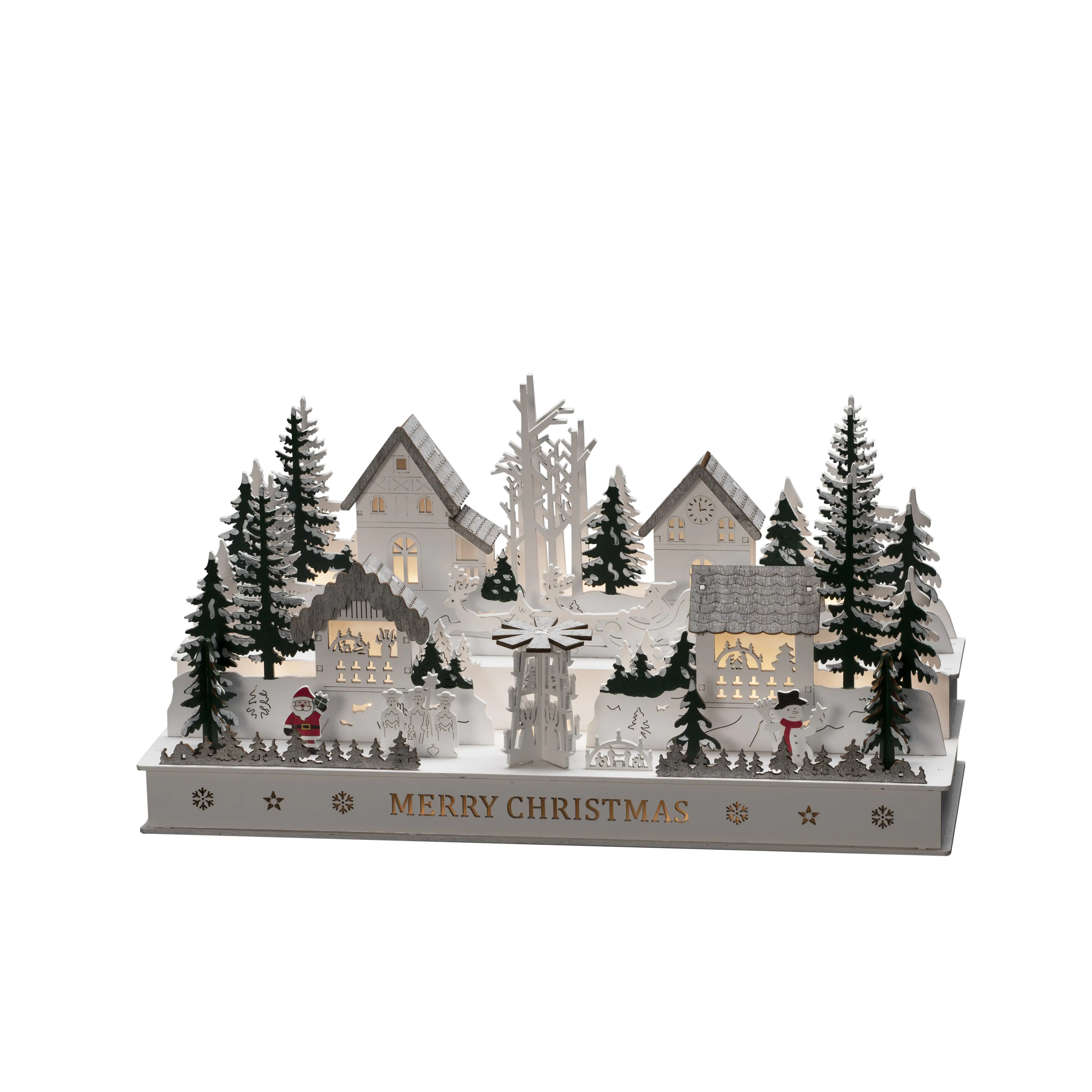 Konstsmide LED Holzsilhouette Dorf Innen 12 warmweißeDioden 