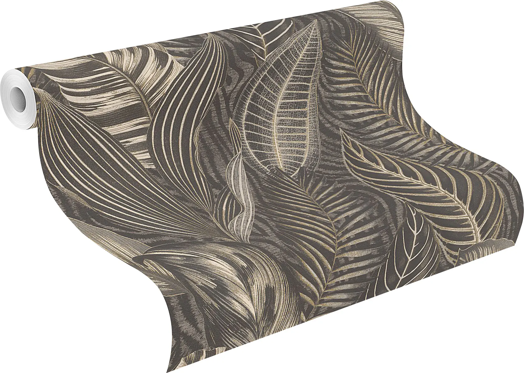 Rasch Vliestapete 751833 African Queen III, Blätter schwarz gold, 10,05 x 0,53 m