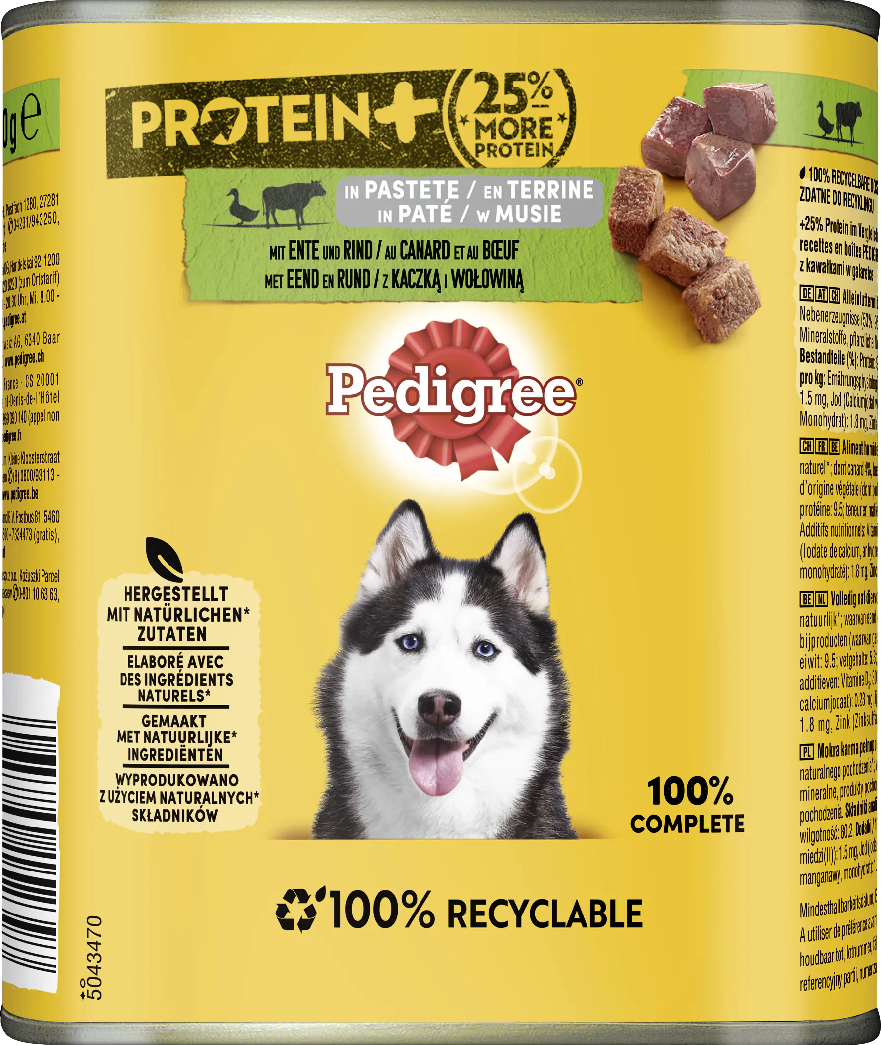 Pedigree Adult Protein + in Pastete mit Ente & Rind Hundefutter 800 g Pedigree Adult Protein + in Pastete mit Ente & Rind Hundefutter 800 g