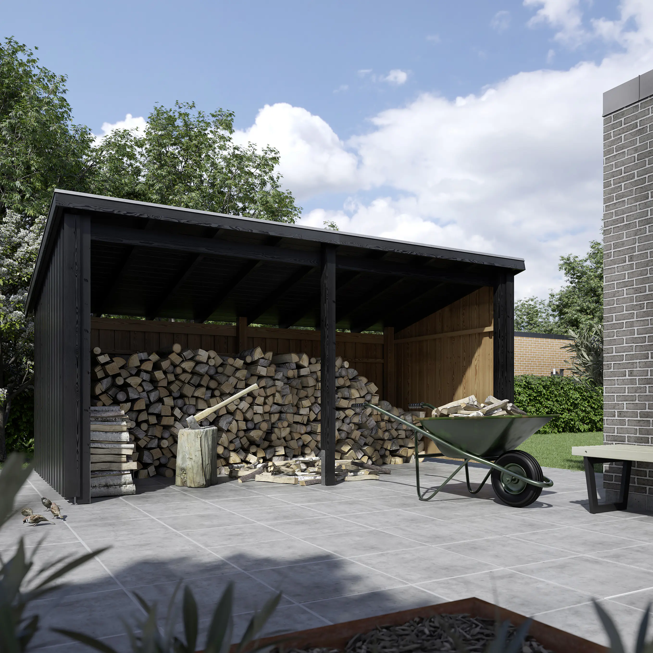 Plus Gartenhaus Nordic Multi 416 x 208 cm natur offen mit  Dachpappe