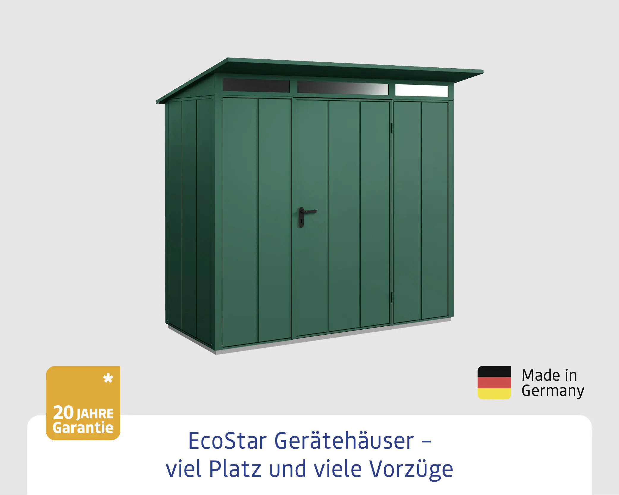 EcoStar Gerätehaus Elegant-P Typ 1 moosgrün 247,9 x 153 x 228,6 cm