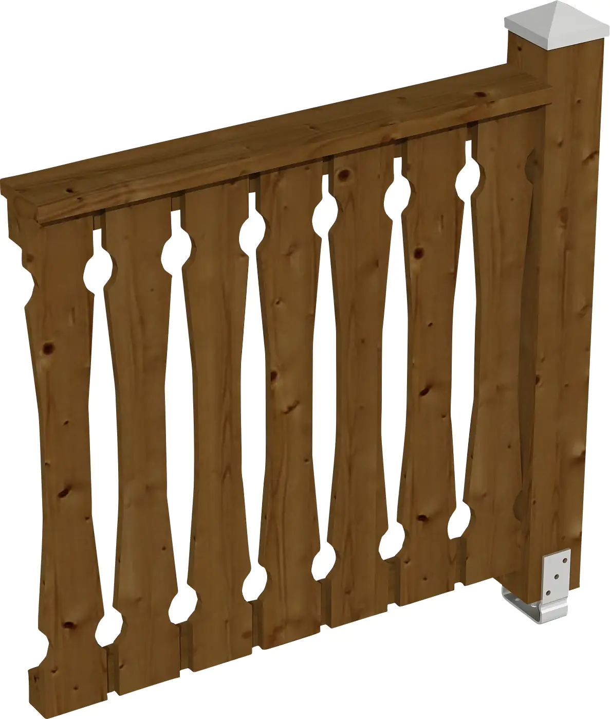 SKAN HOLZ Brüstung Balkonschalung 108 x 96 cm, Fichte, lasiert in Nussbaum