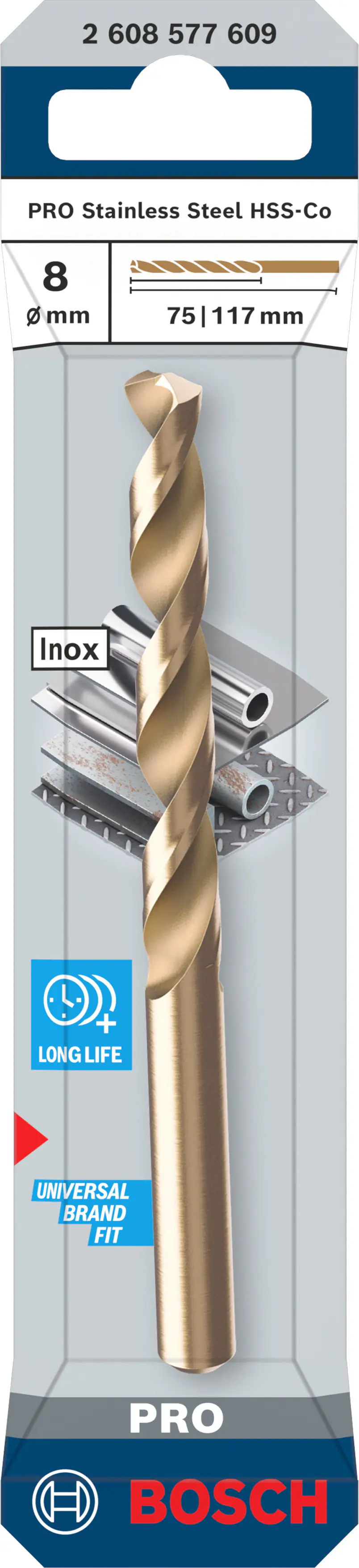 Bosch PRO Metallspiralbohrer Stainless Steel HSS-Co Ø 8 mm