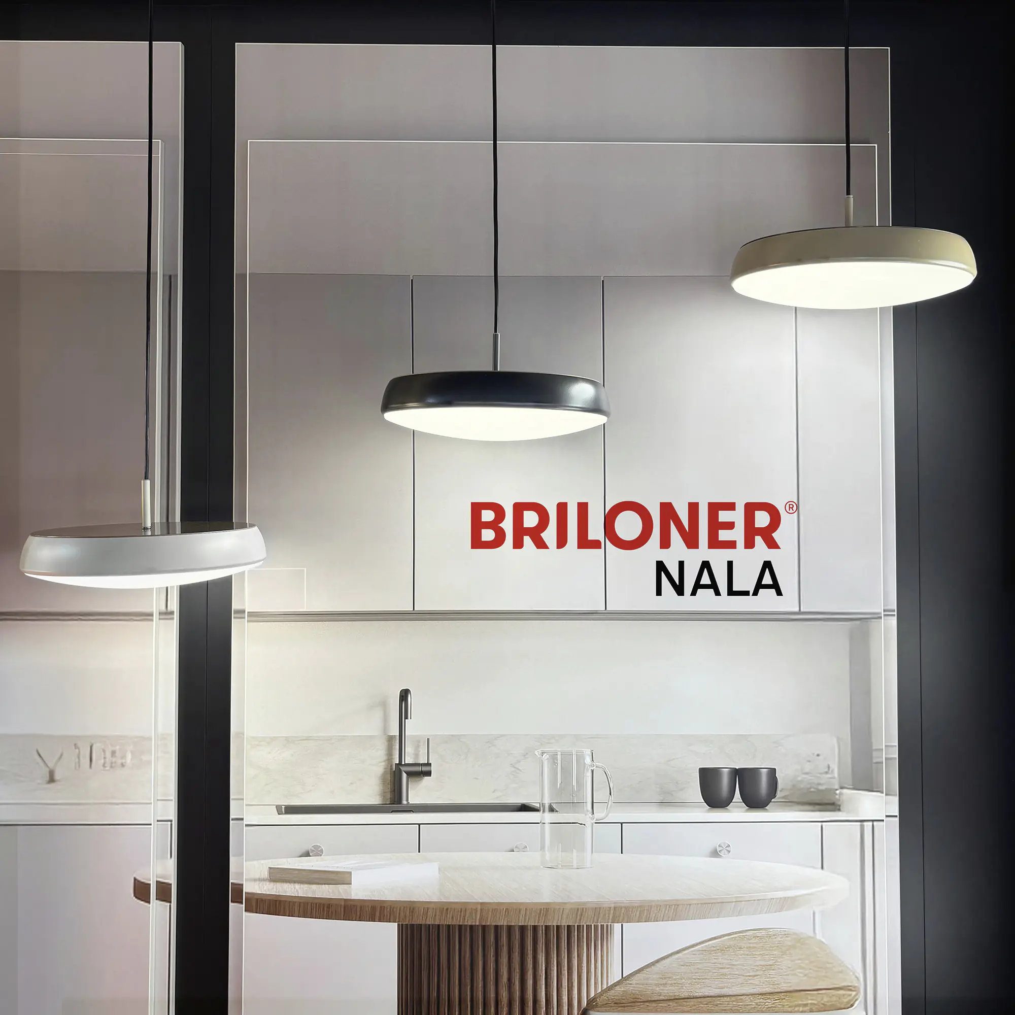 Briloner LED-Pendelleuchte Nala Ø 35 cm hellgrau warmweiß