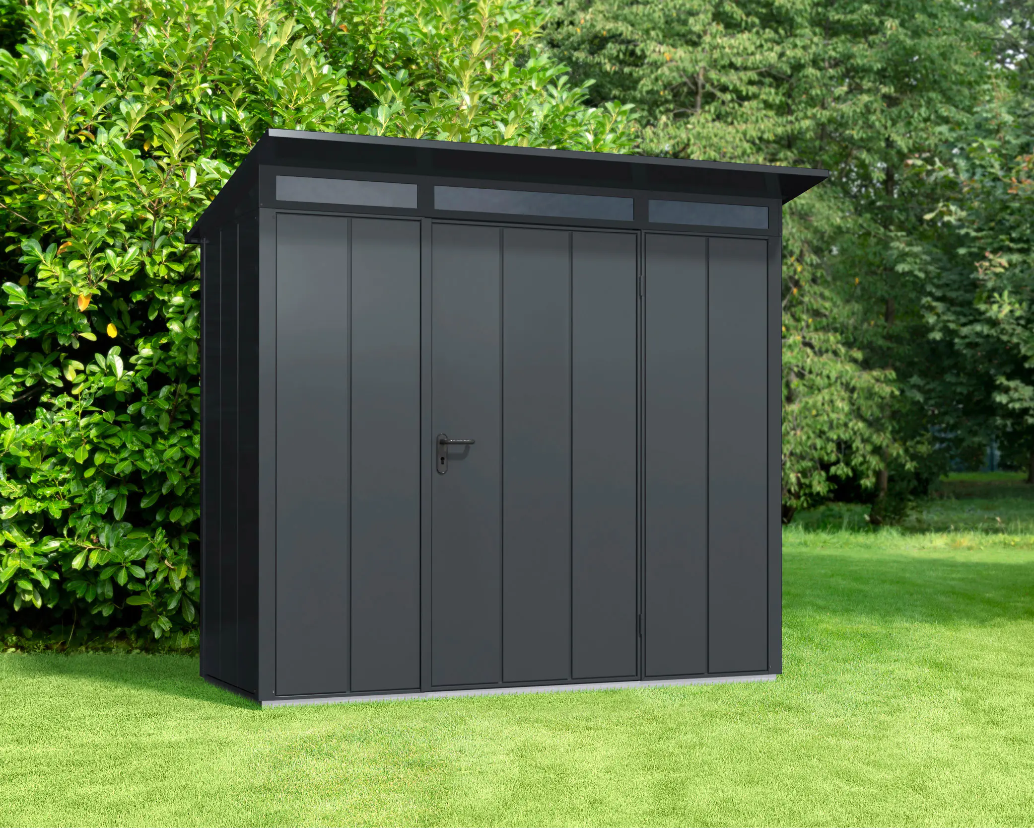 EcoStar Gerätehaus Elegant-P Typ 1 anthrazitgrau 247,9 x 153 x 228,6 cm