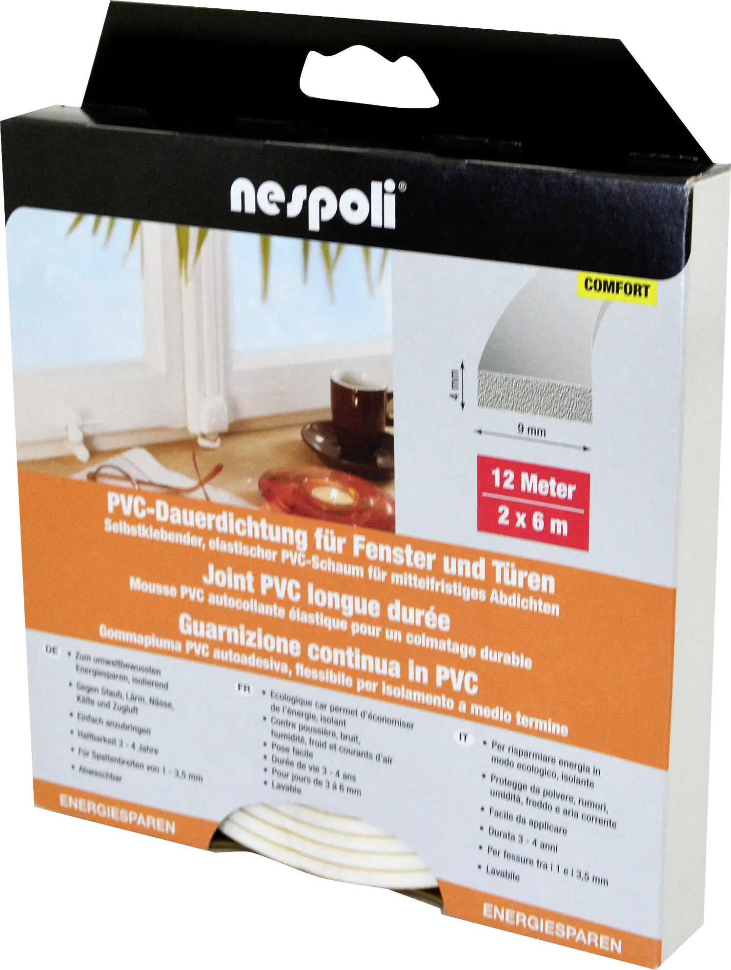 Nespoli PVC-Fenster- und Türdichtung je 6 m, 9 x 4 mm, weiß, 2 Stück Nespoli PVC-Fenster- und Türdichtung je 6 m, 9 x 4 mm, weiß, 2 Stück