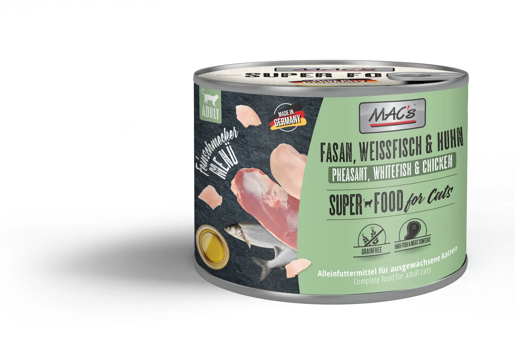 Macs Cat Katzennassfutter Adult Feinschmecker getreidefrei 200 g Fasan, Weißfisch & Huhn