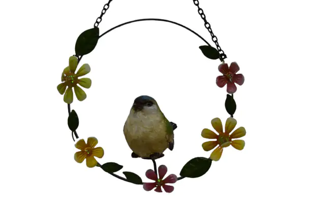 TrendLine Deko Hänger Vogel Metall Ø 40 cm grün rot gelb