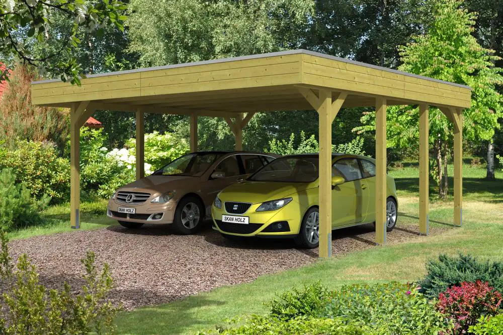 SKAN HOLZ Carport Friesland 557 x 555 cm mit Aluminiumdach