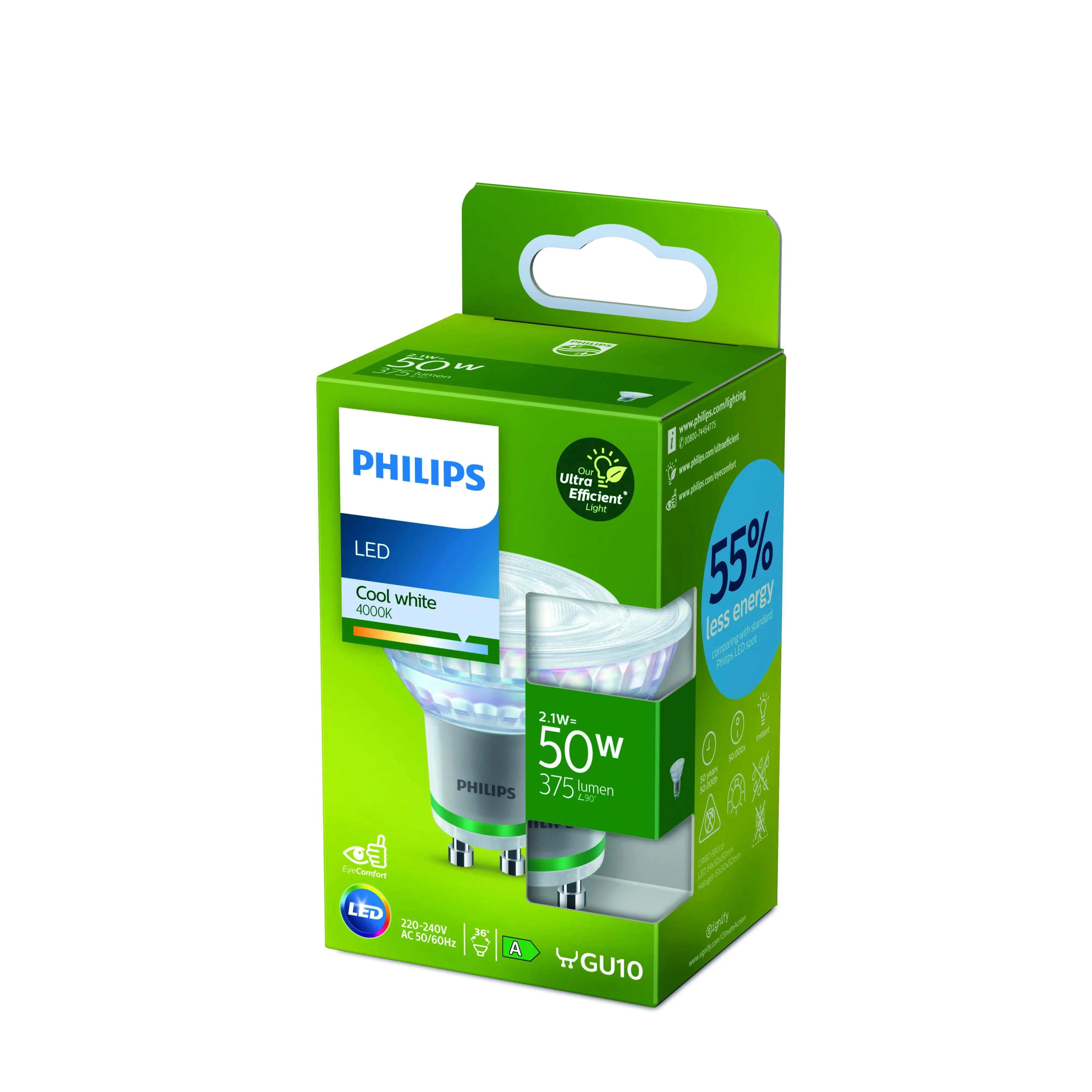 Philips LED-Leuchtmittel Spot PAR16 GU10 2,1W neutralweiß Philips LED-Leuchtmittel Spot PAR16 GU10 2,1W neutralweiß