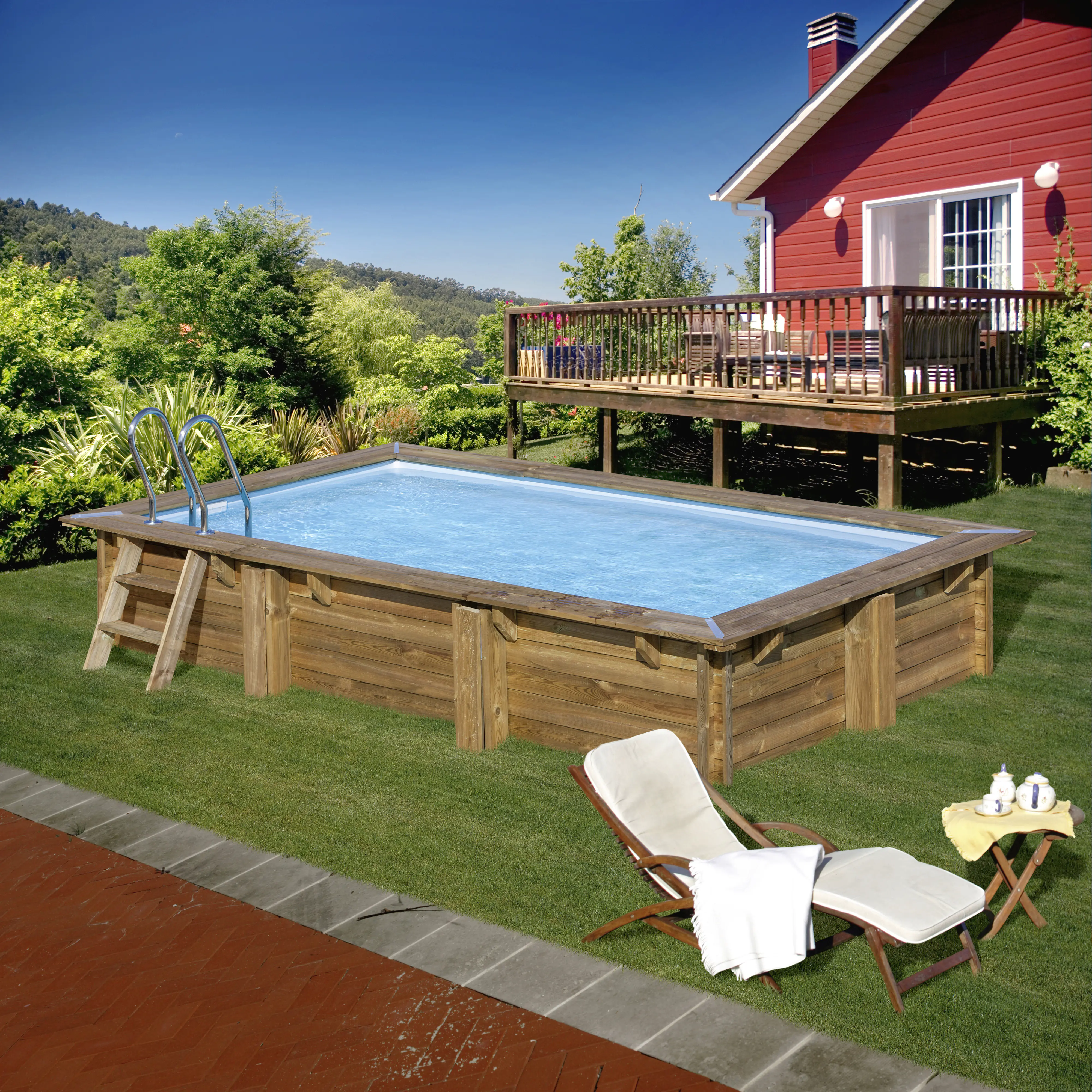 Gre Holzpool Marbella 2 Komplettset rechteckig 420 x 270 x 117 cm natur