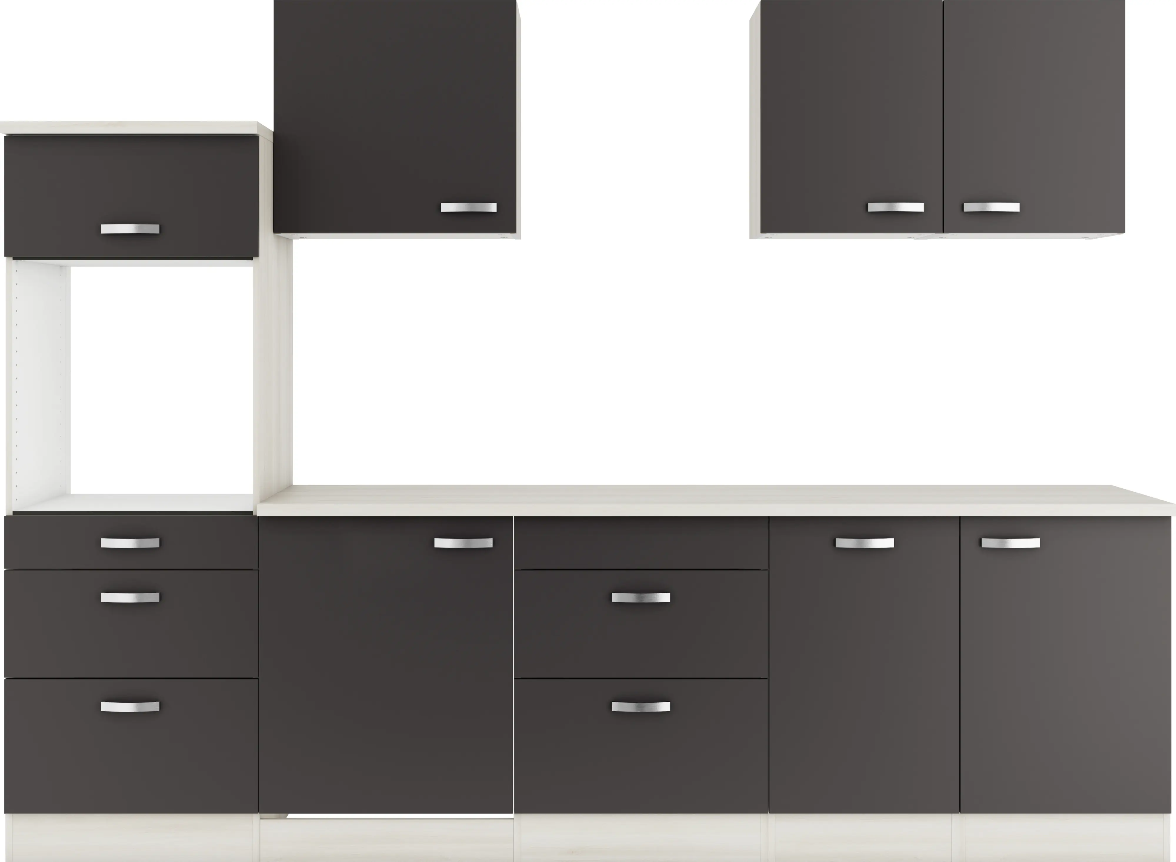 Optifit Küchenzeile Faro 220 ohne Geräte anthrazit/akazie 270 cm 