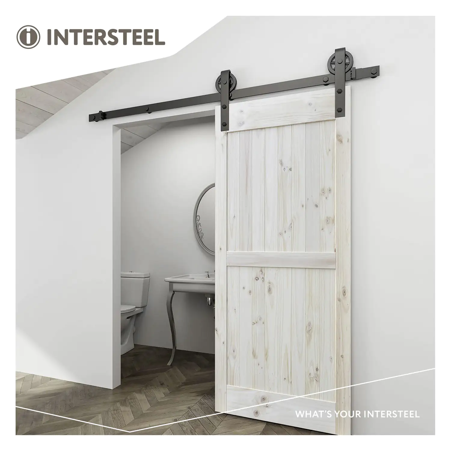 Schiebetürsystem 200 cm Wheel, schwarz