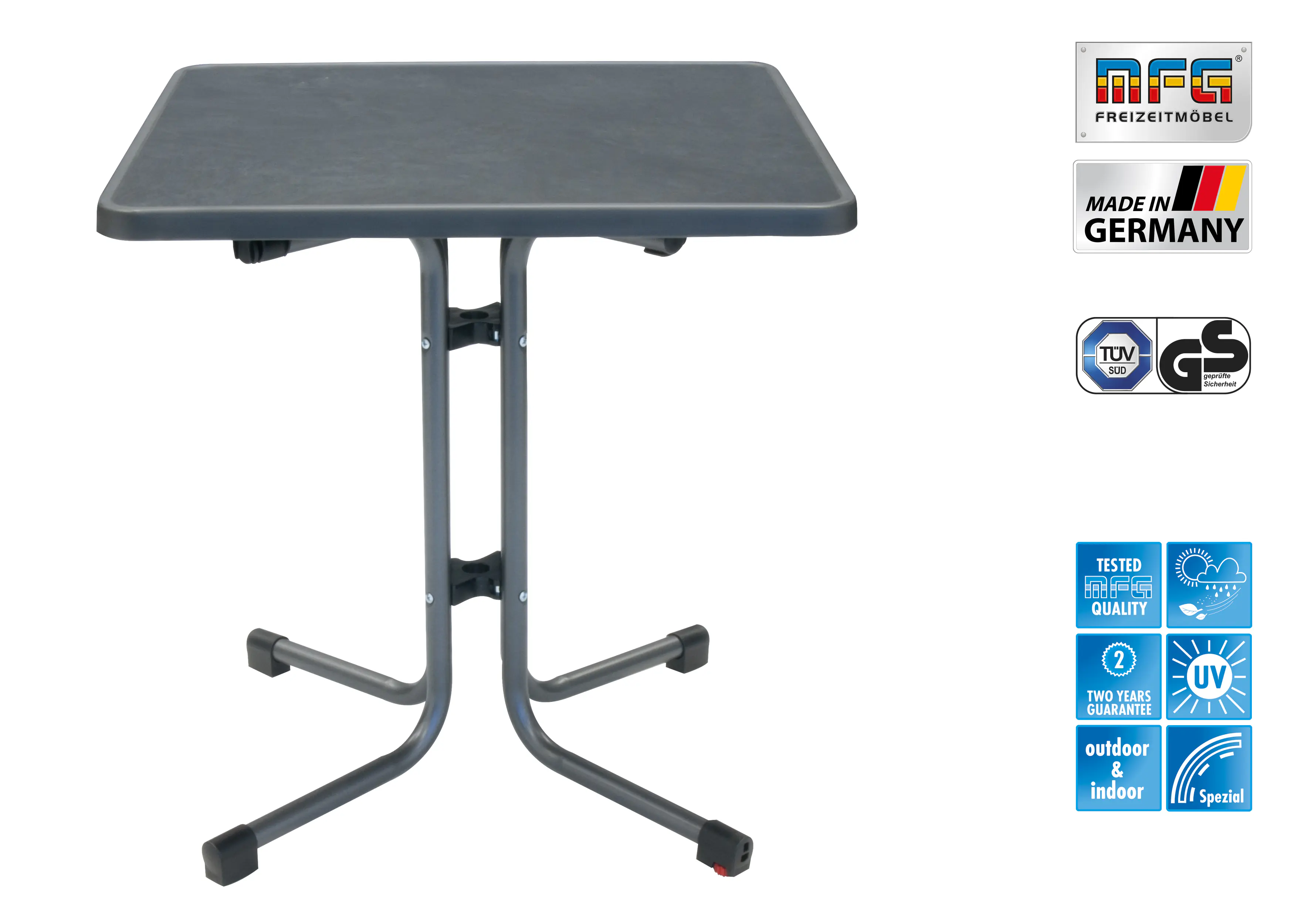 MFG Gartentisch wetterfest Stahl Boulevard 70 x 70 cm klappbar