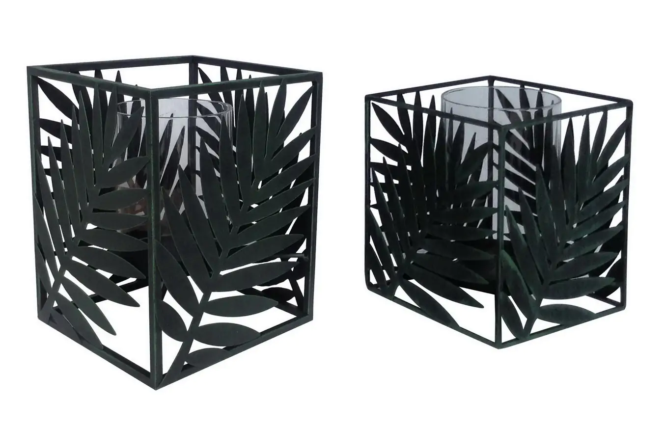TrendLine Windlicht Metall Palme 12 x 12 x 14 cm