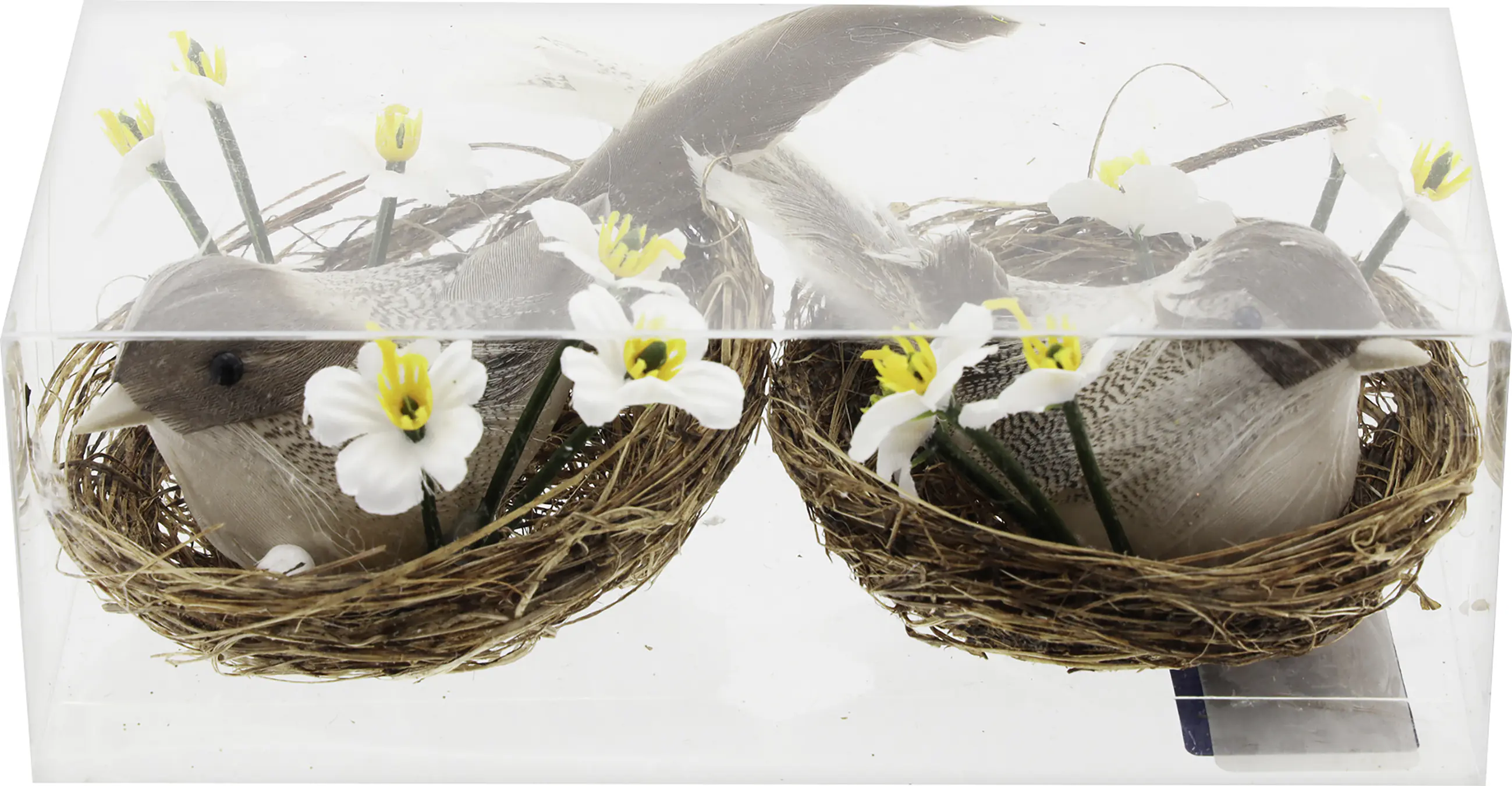 Deko Vögel im Nest Kunststoff 7cm natur 2 Stück