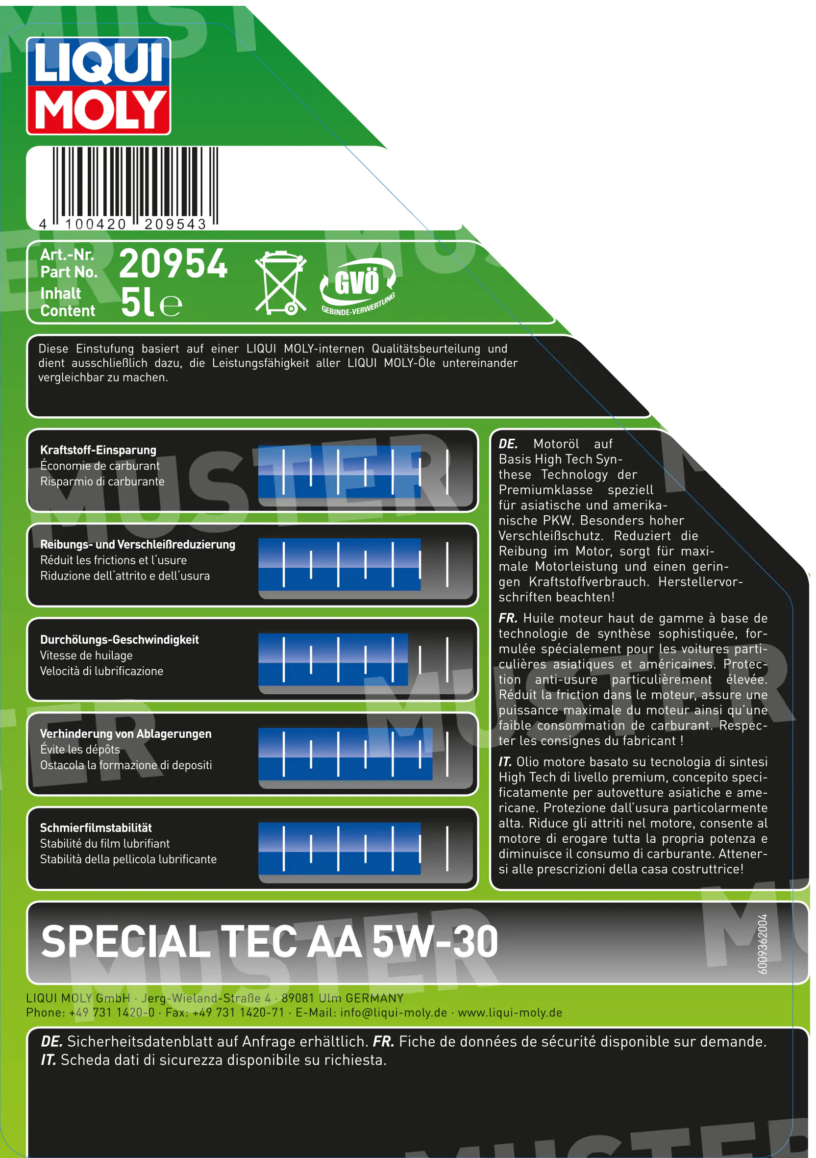 Liqui Moly Motoröl Special Tec AA 5W-30 5 L Liqui Moly Motoröl Special Tec AA 5W-30 5 L