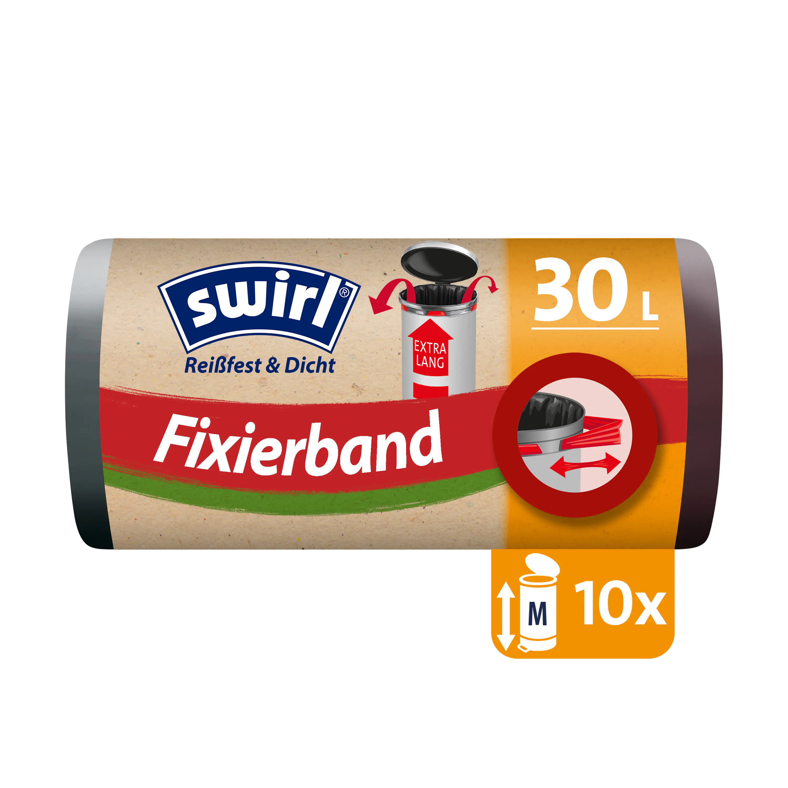 Swirl® Fixierband-Müllbeutel XL 30 L Reißfest & Dicht