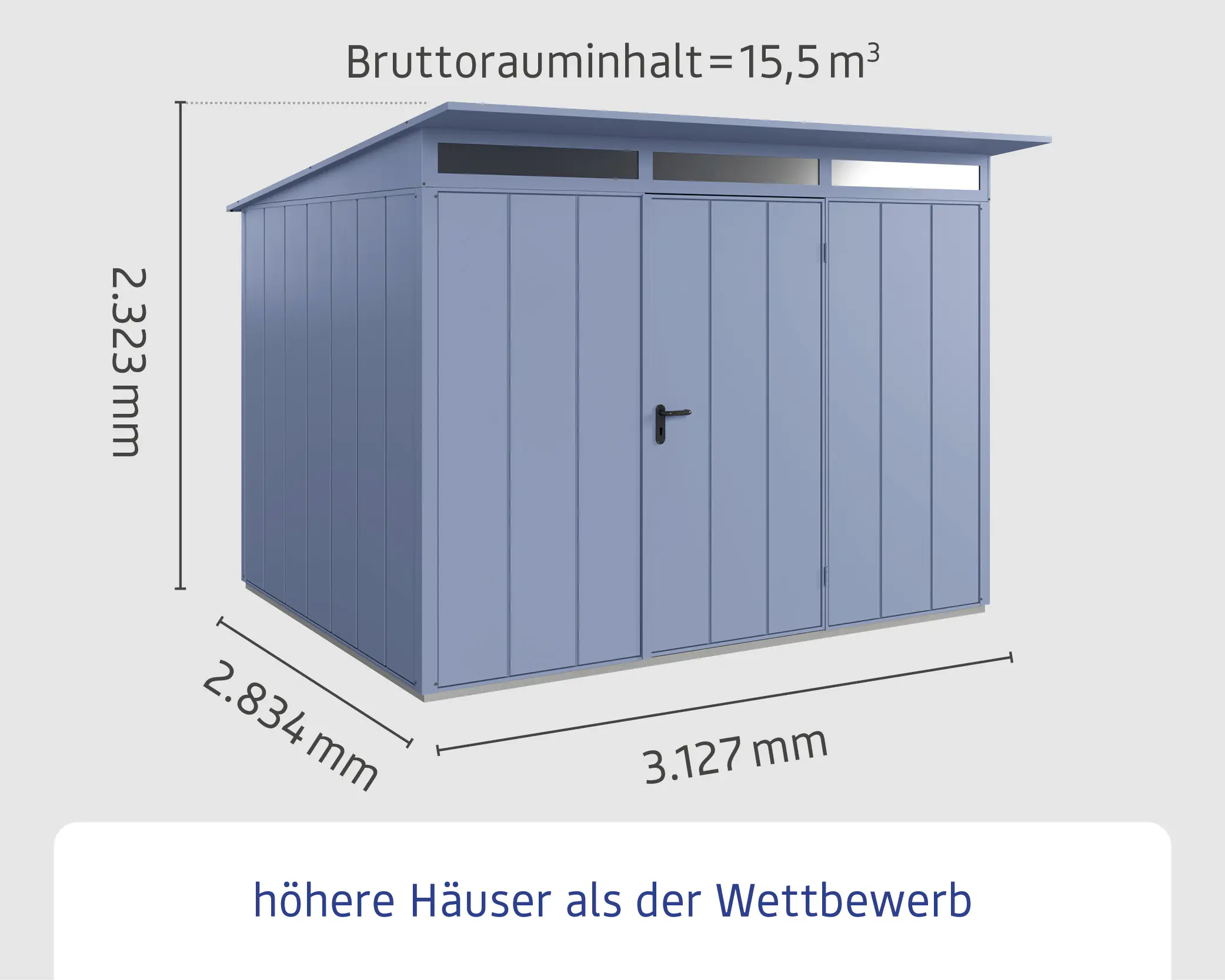 EcoStar Gerätehaus Elegant-P Typ 3 taubenblau 312,7 x 283,4 x 232,3 cm