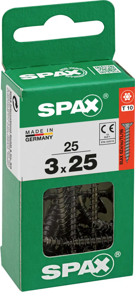 Spax Universalschrauben 3 x 25 mm T10 Vollgewinde - 25 Stk.  Spax Universalschrauben 3 x 25 mm T10 Vollgewinde - 25 Stk.