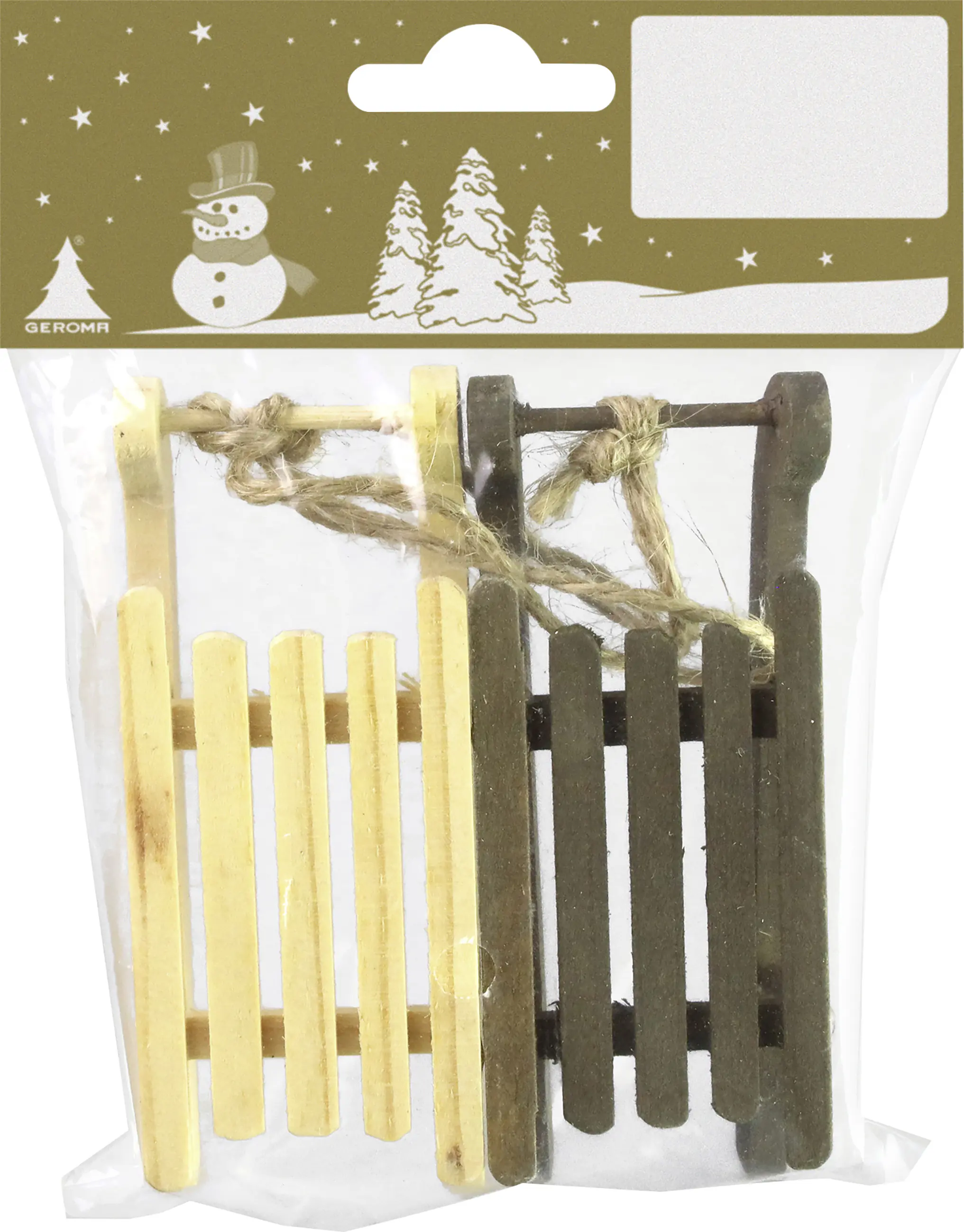 Dekohänger Holzschlitten 10 cm natur-braun 