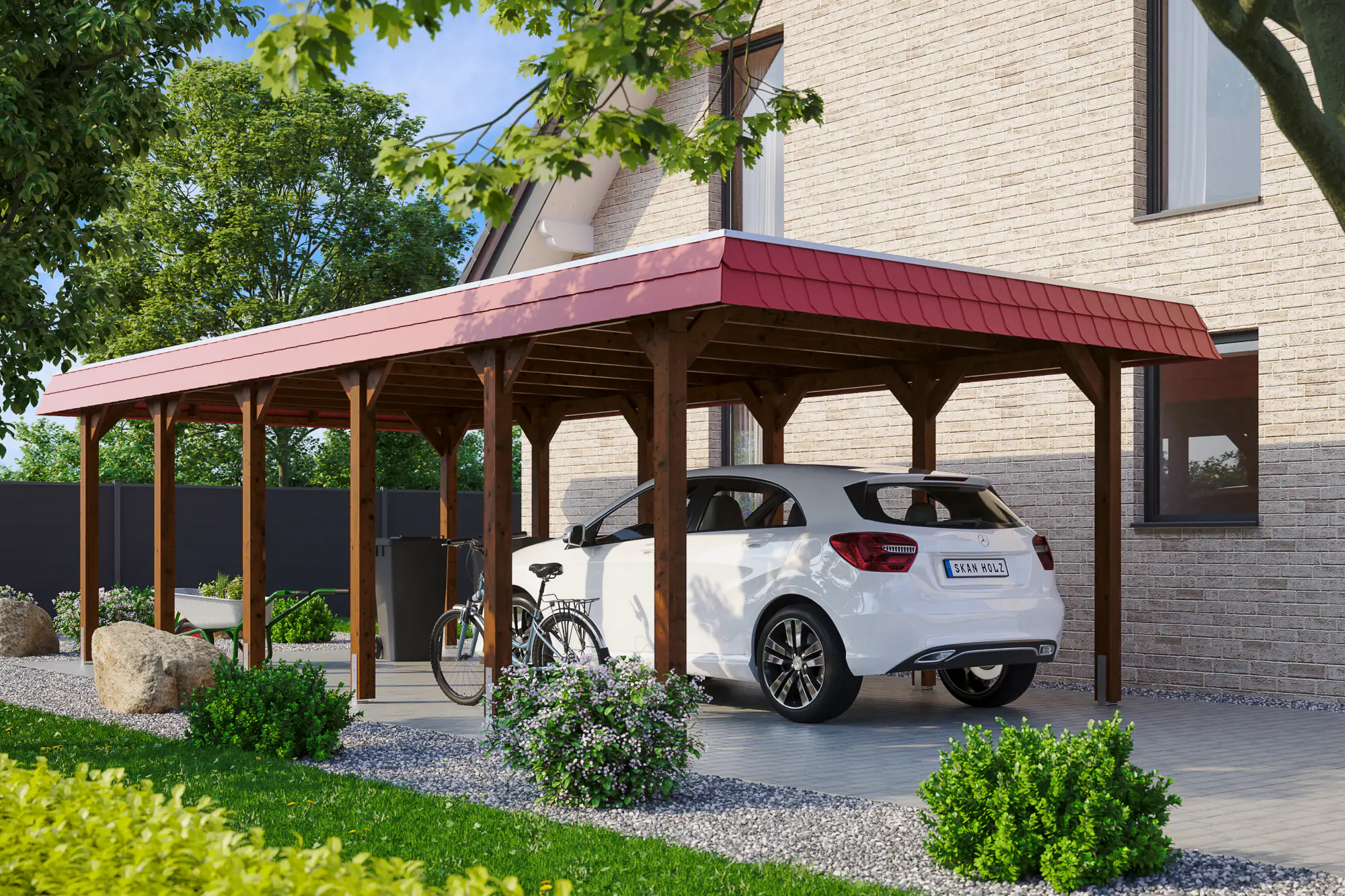 SKAN HOLZ Carport Spreewald 396 x 893 cm mit Aluminiumdach