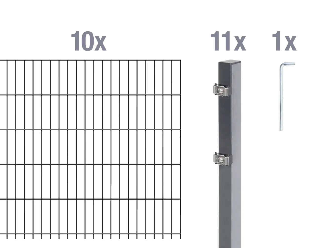 Alberts Doppelstabmatten-Grundset 20 m 200 x 160 cm 6/5/6 anthrazit