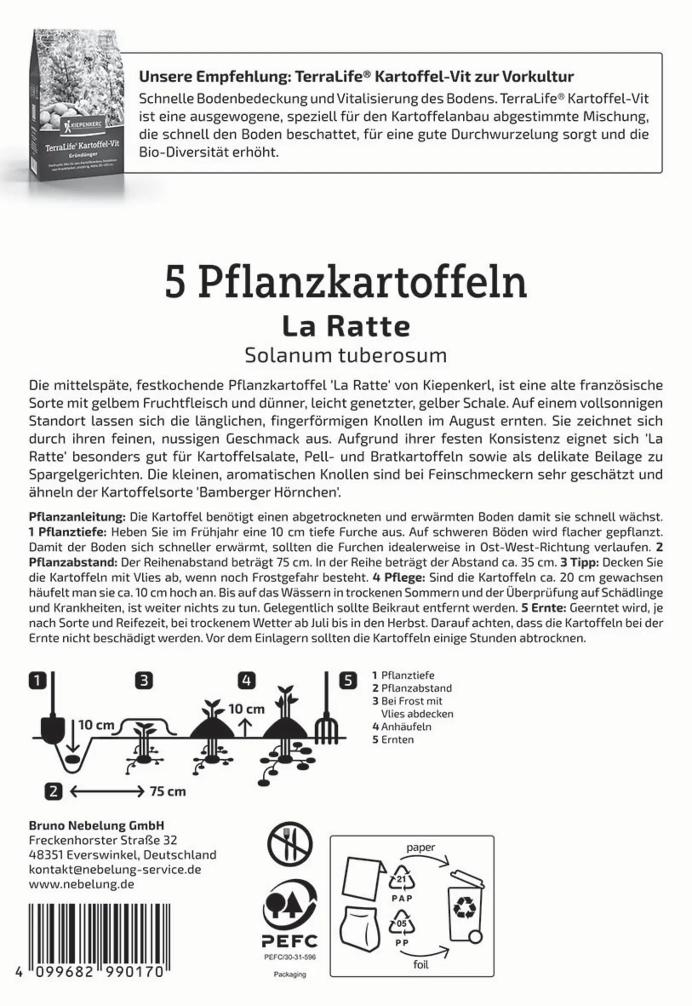 Kiepenkerl Pflanzkartoffel Ratte 5 Stück