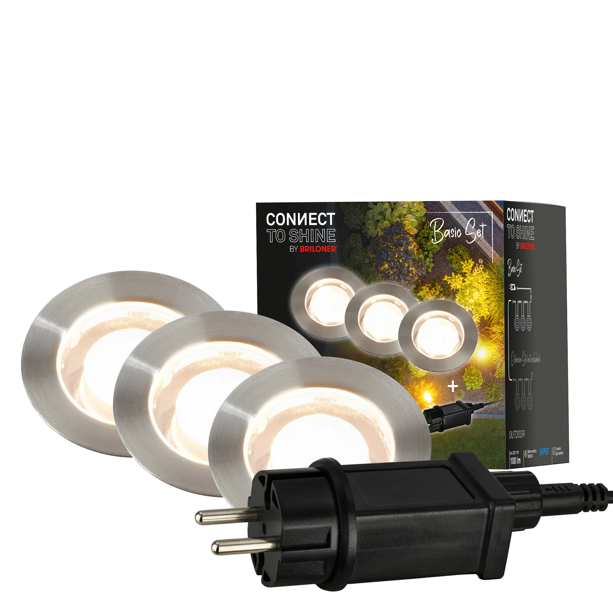Briloner LED Außen-Bodenstrahler Connect to Shine 3er Starterset 10W warmweiß Briloner LED Außen-Bodenstrahler Connect to Shine 3er Starterset 10W warmweiß