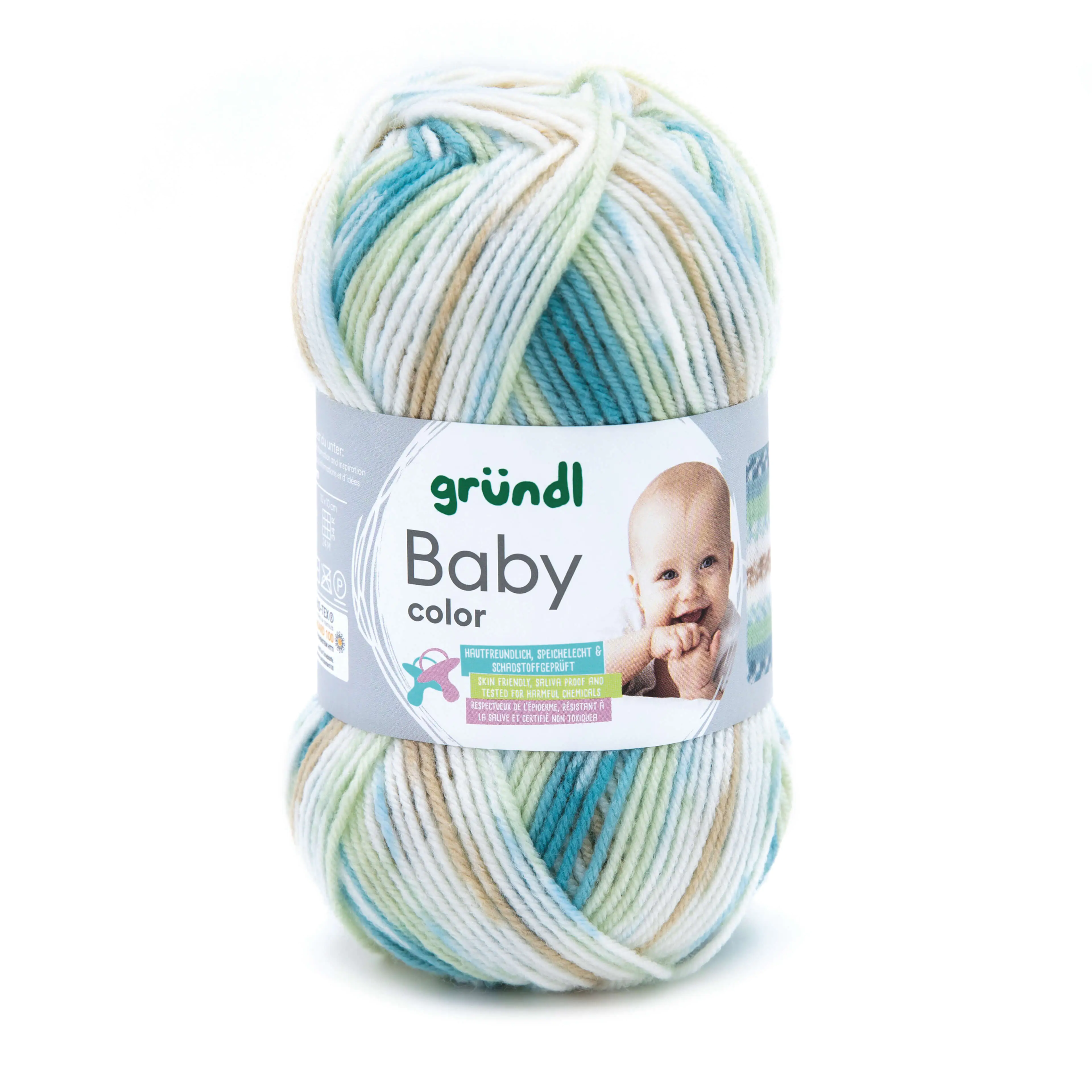 Gründl Wolle Baby color 50 g aquamarin braun mint natur multicolor