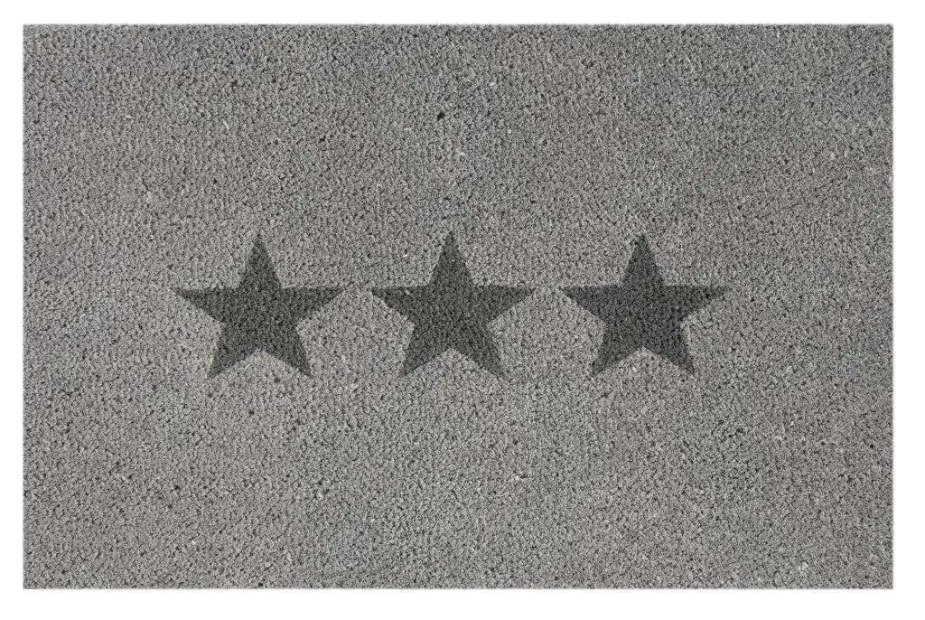 4002398196255 Fußmatte Stars Kokos hellgrau, 40 x 60 cm