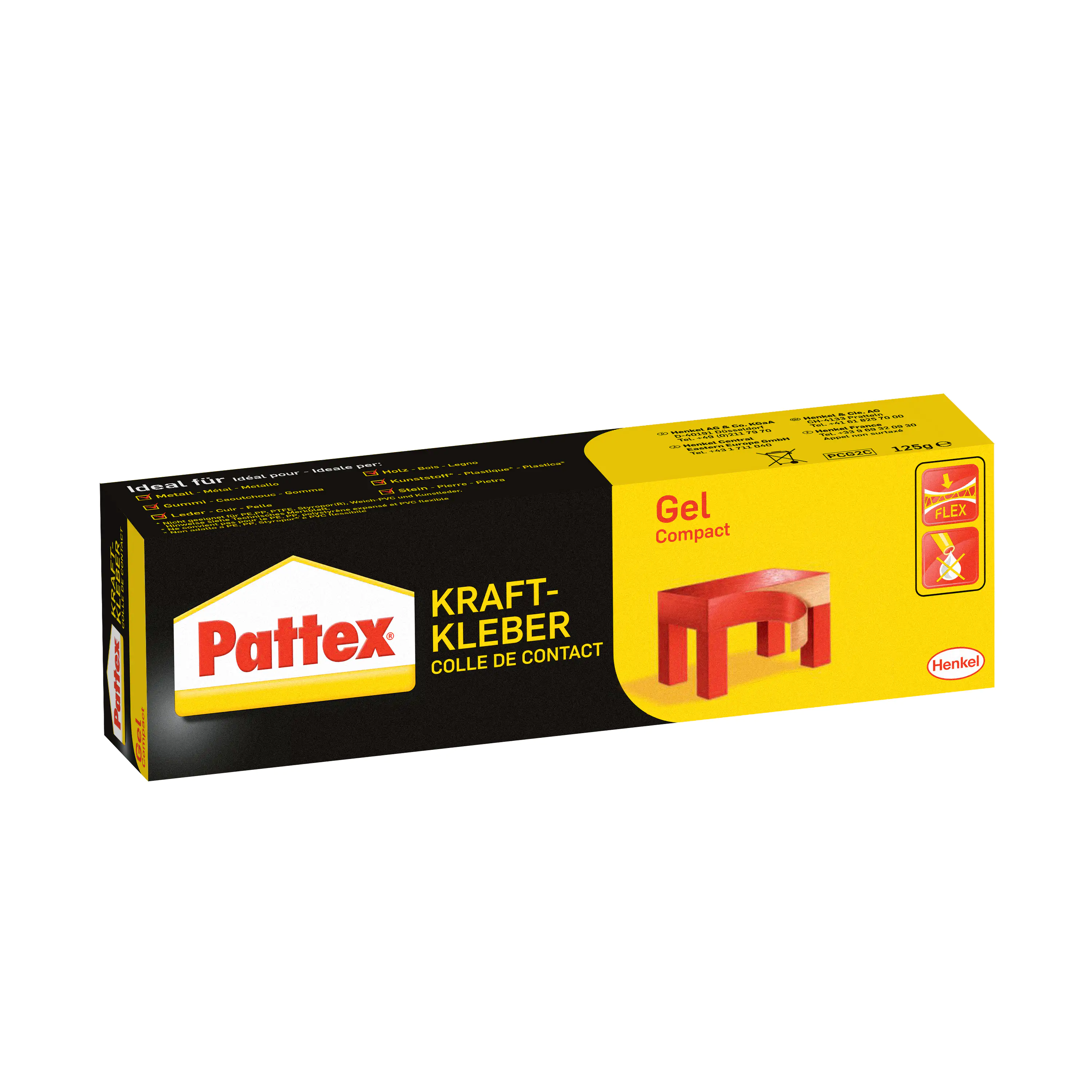Pattex Kraftkleber Gel Compact 125 g Tube, gelblich Pattex Kraftkleber Gel Compact 125 g Tube, gelblich