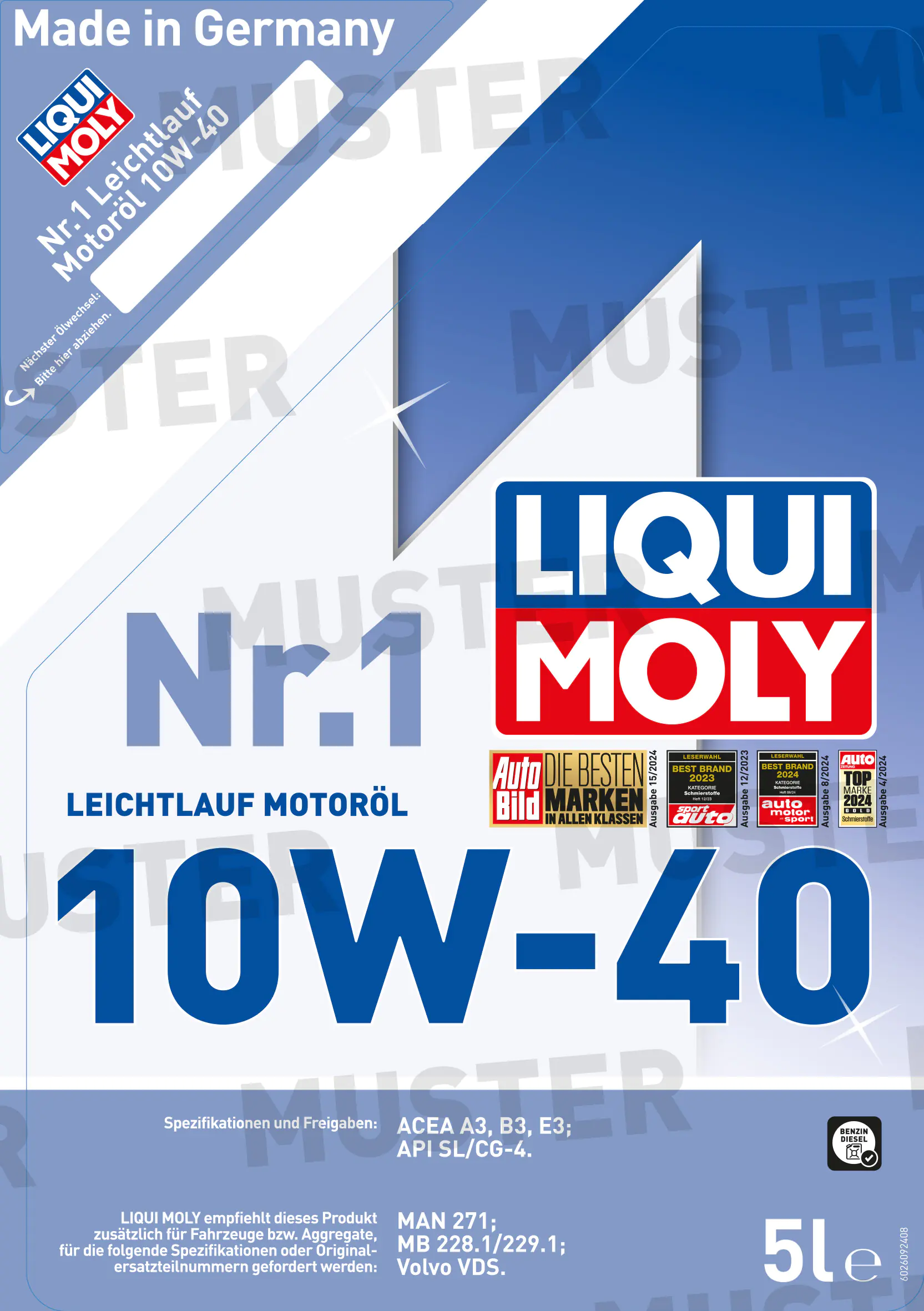 Liqui Moly Motoröl Nr. 1 Leichtlauf 10W-40 5 L Liqui Moly Motoröl Nr. 1 Leichtlauf 10W-40 5 L