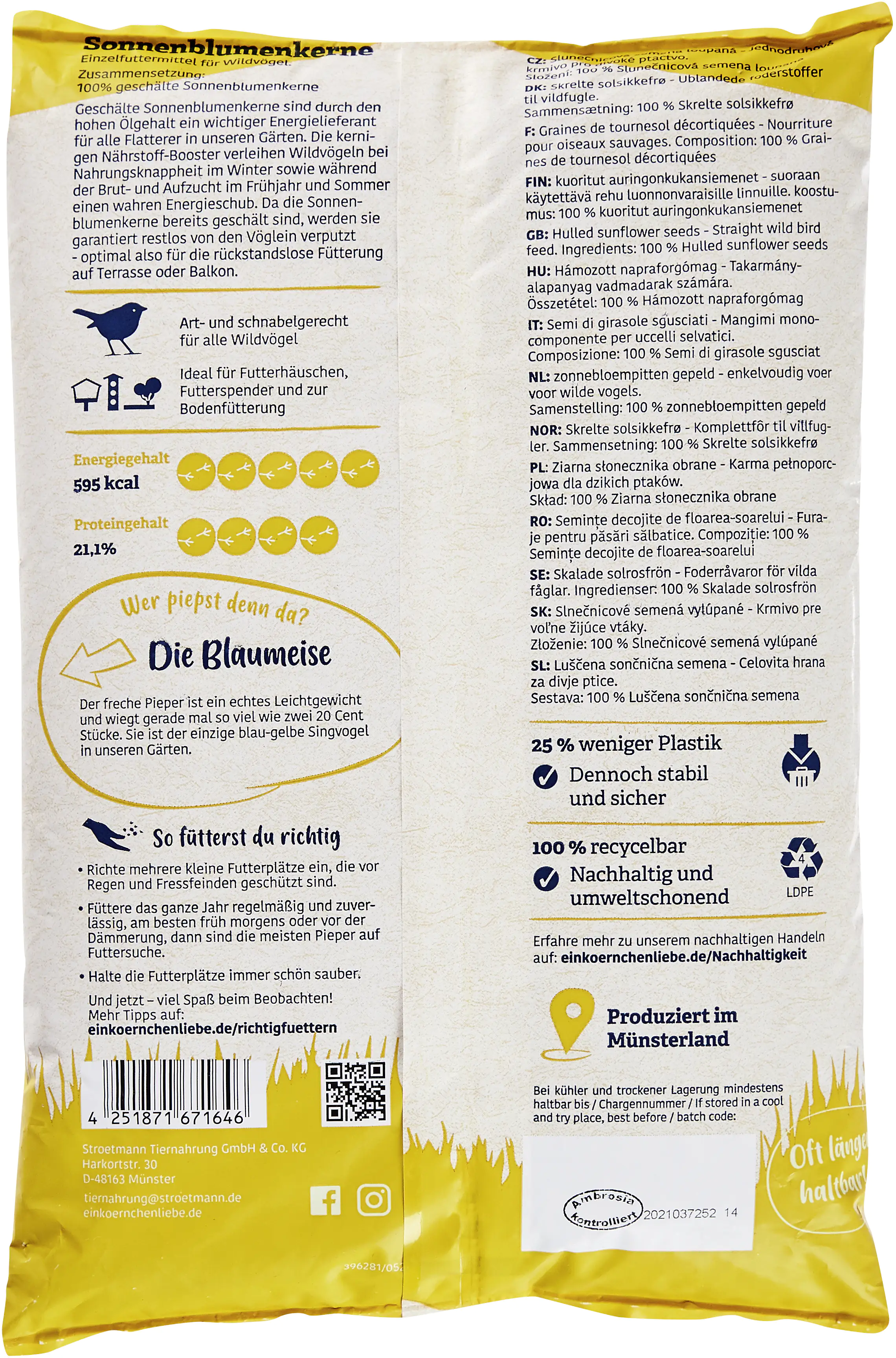 Elles Wildvogelfutter Sonnenblumenkerne geschält 1 kg Elles Wildvogelfutter Sonnenblumenkerne geschält 1 kg