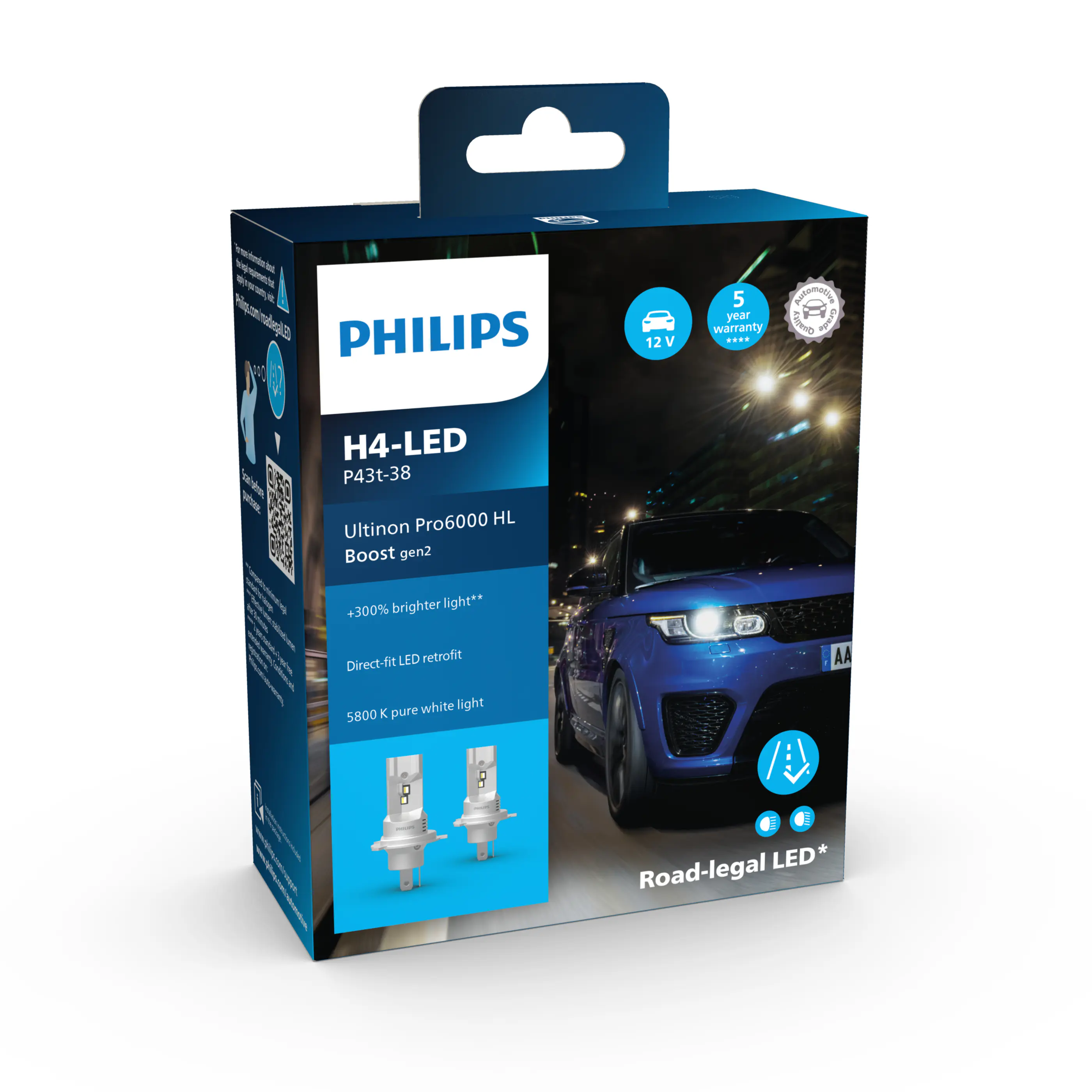Philips Scheinwerferlampe H4 LED Ultinon Pro 6000 Boost 2x 2.0 Philips Scheinwerferlampe H4 LED Ultinon Pro 6000 Boost 2x 2.0