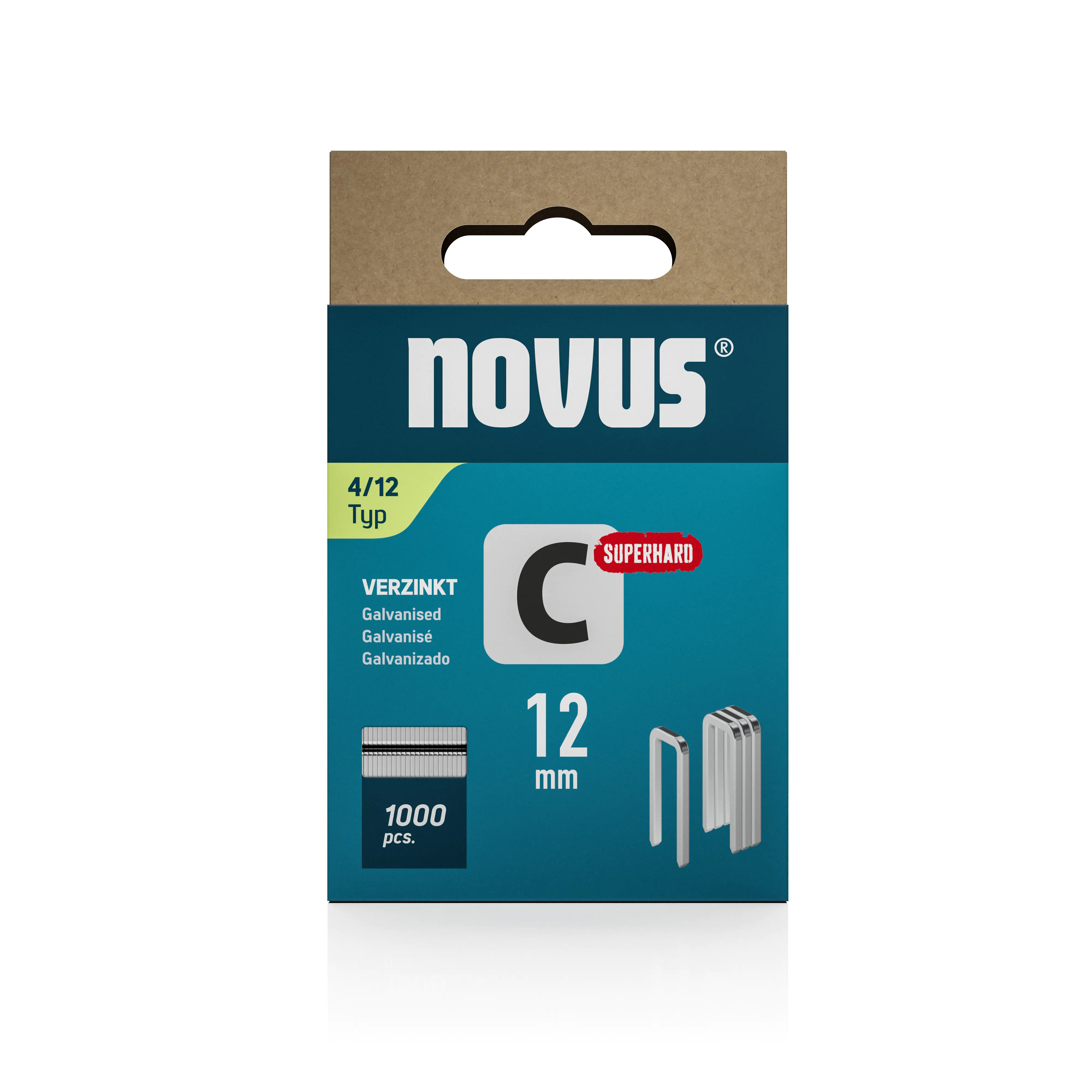 Novus Tackerklammer Typ 4 12 mm 1000 Stück Schmalrückenklammern Novus Tackerklammer Typ 4 12 mm 1000 Stück Schmalrückenklammern