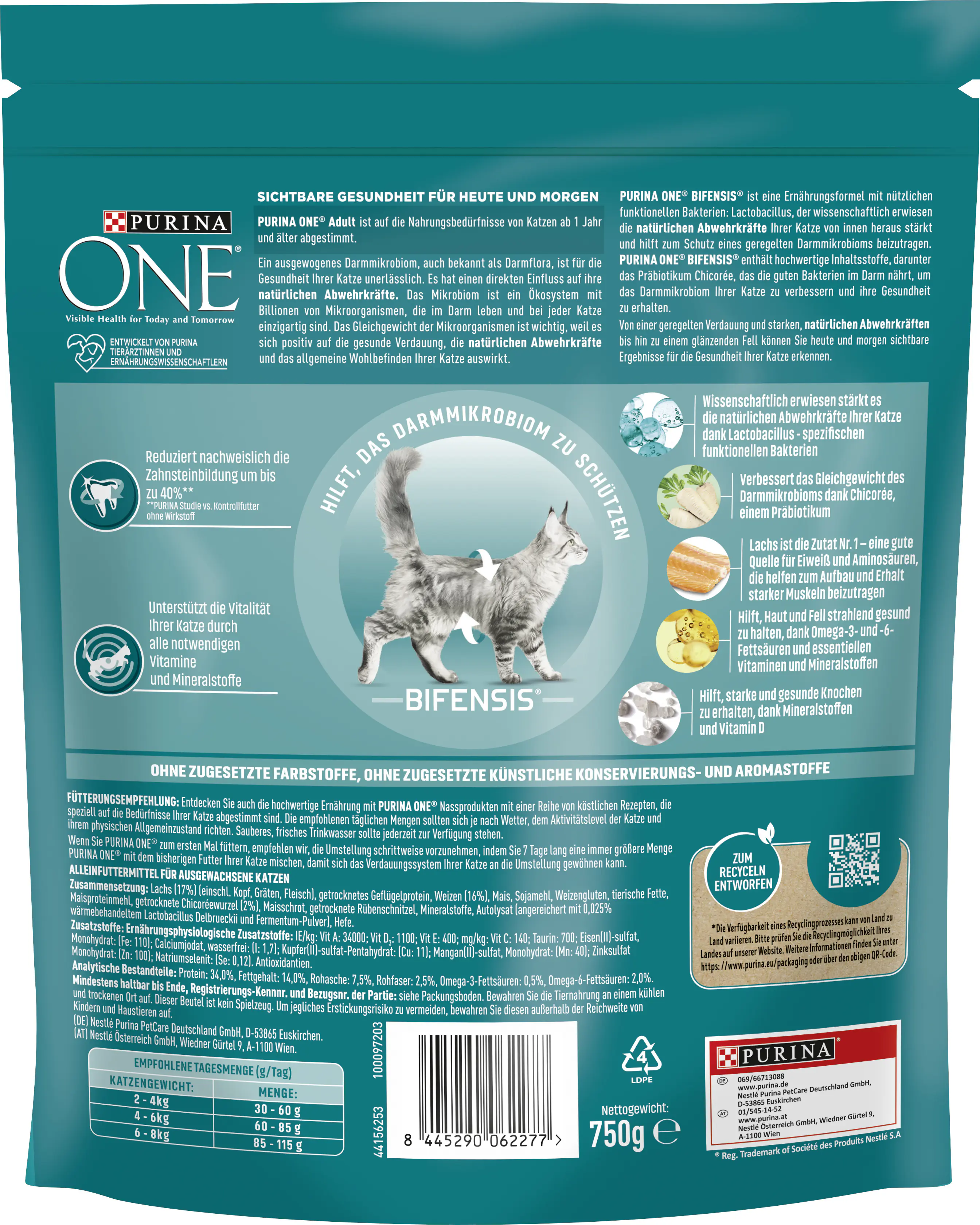 Purina ONE Adult reich an Lachs und Vollkorn-Getreide 750 g