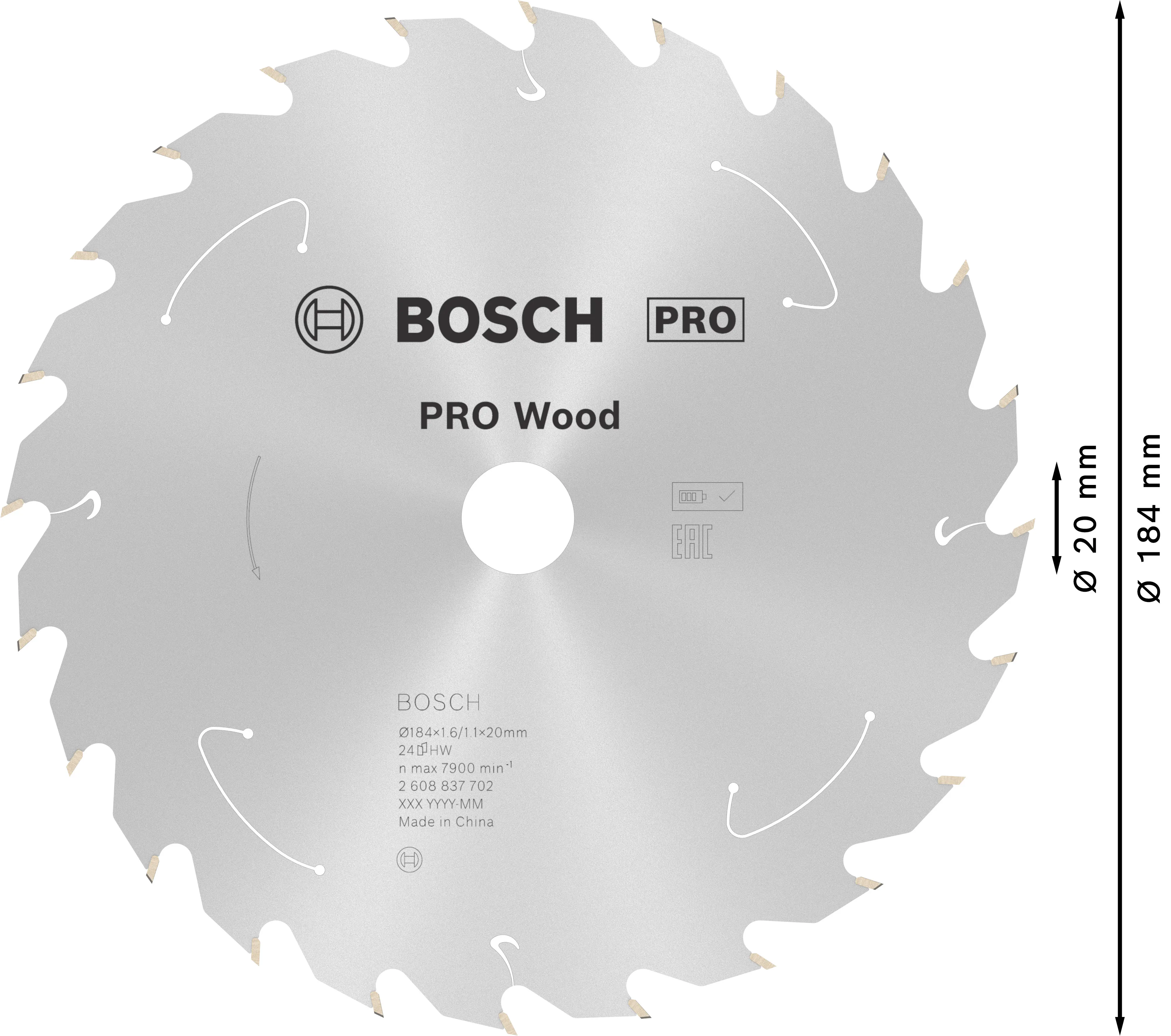 Bosch PRO Wood cordless Kreissägeblatt 184 x 1,6 x 20 mm T24 Bosch PRO Wood cordless Kreissägeblatt 184 x 1,6 x 20 mm T24